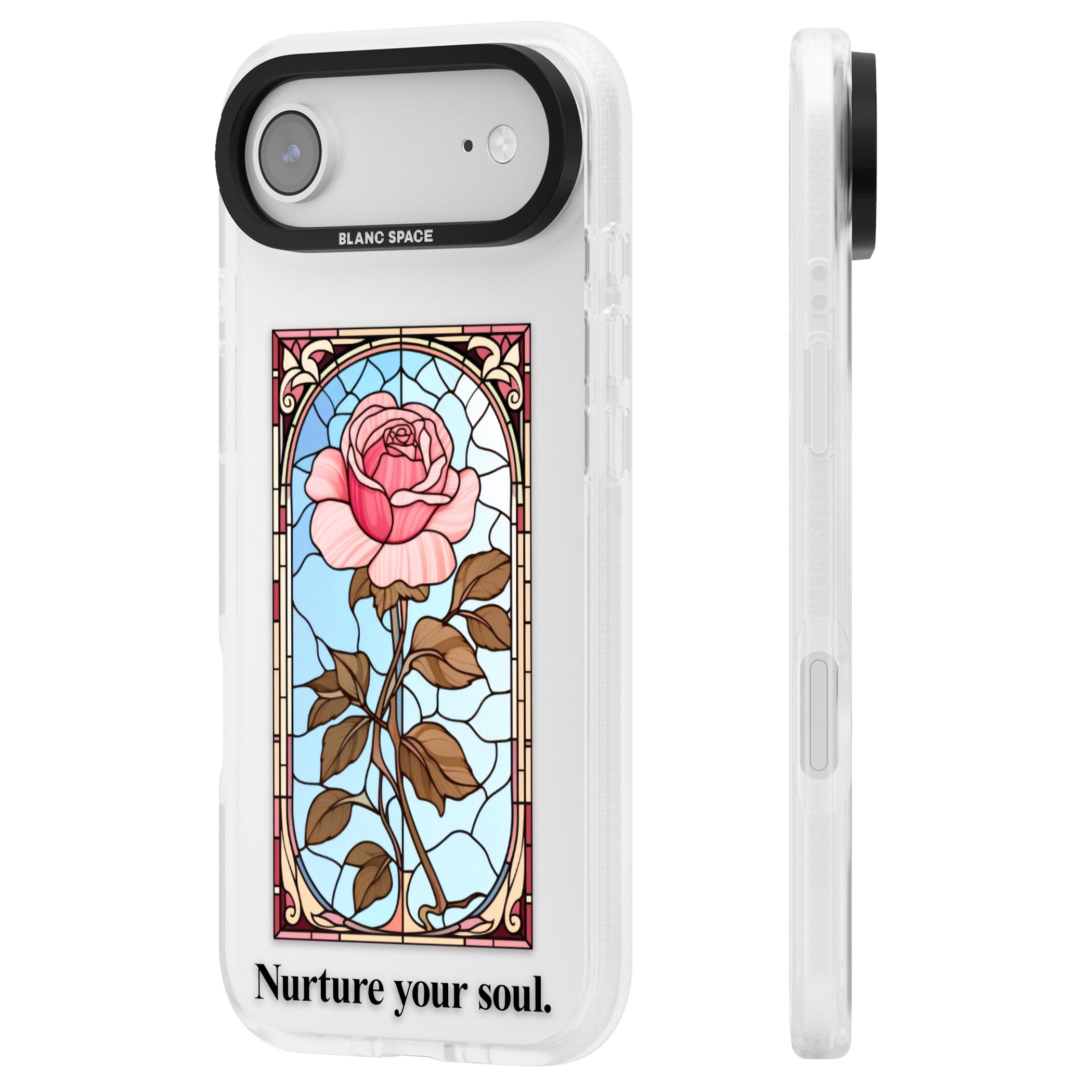 Nurture Your Soul iPhone 17 Air Impact Air Clear Phone Case Side Profile