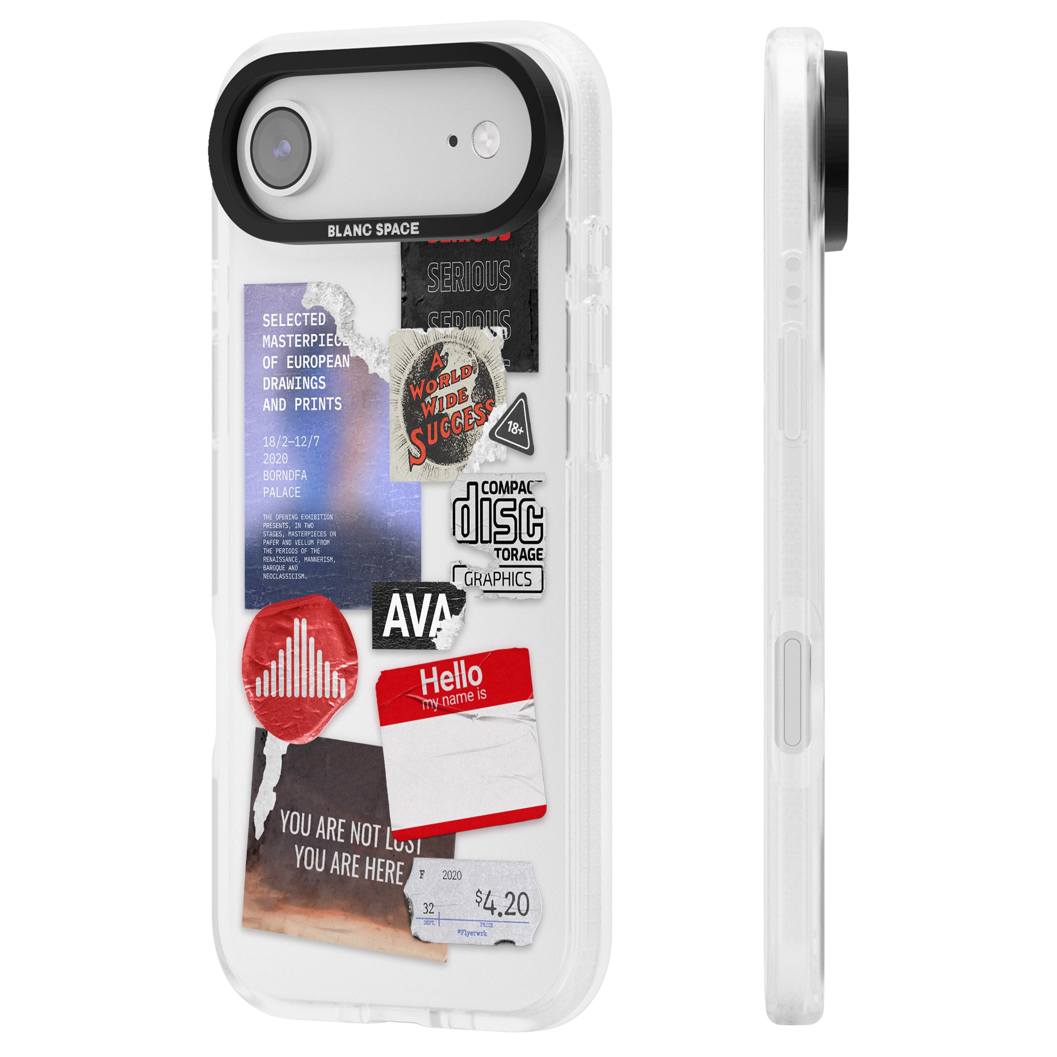 Red & Black Sticker Mix iPhone 17 Air Impact Air Clear Phone Case Side Profile
