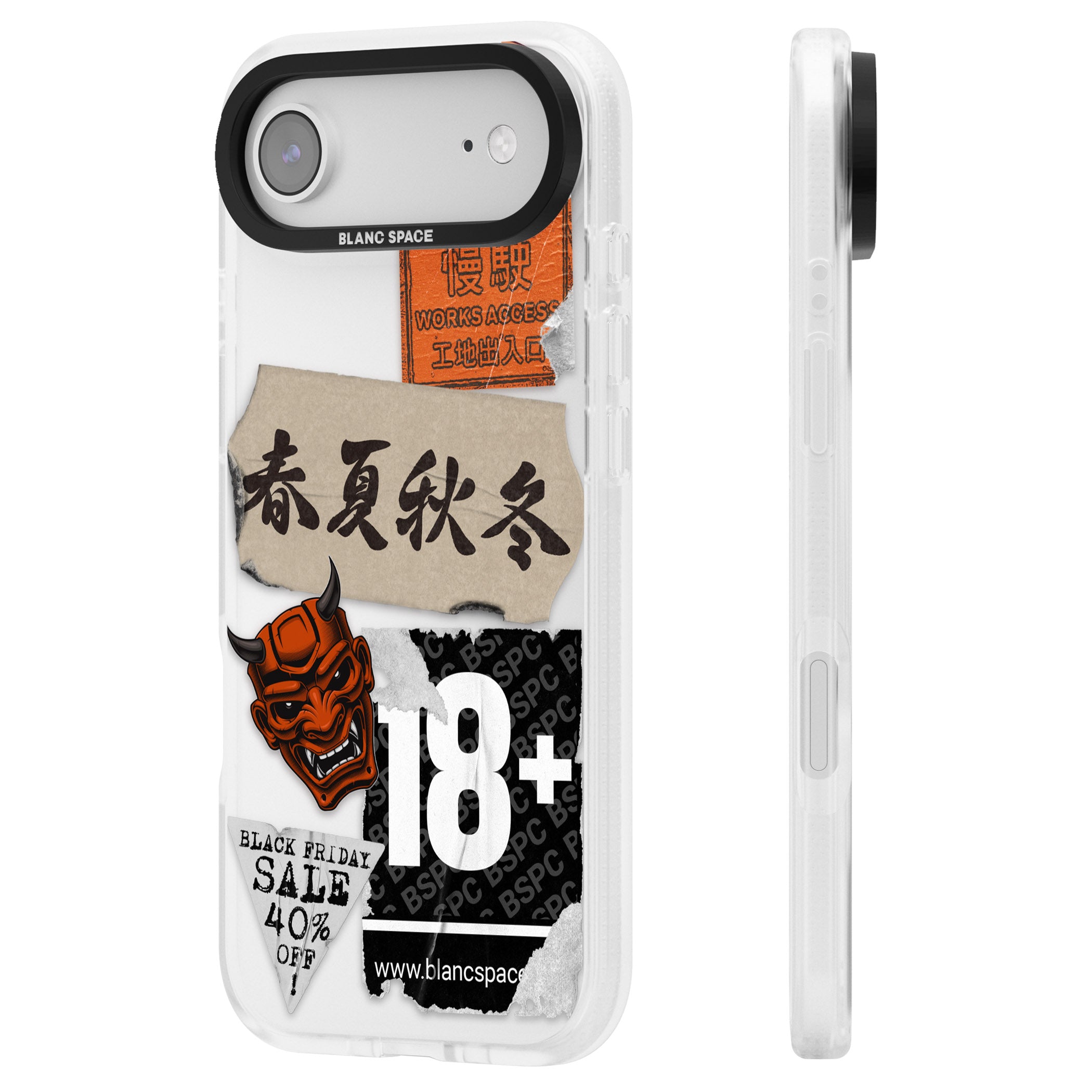 Asian Sticker Mix iPhone 17 Air Impact Air Clear Phone Case Side Profile