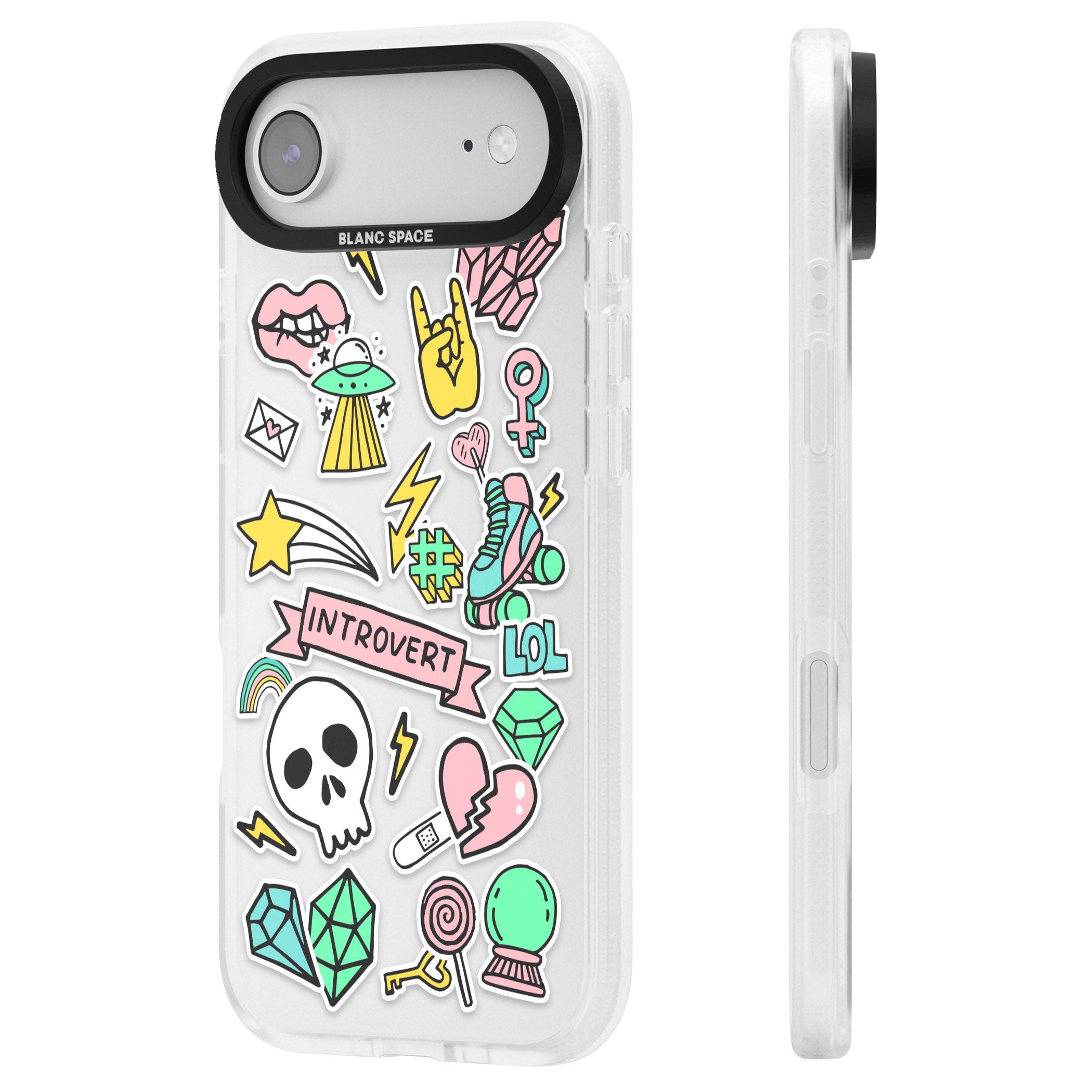 Introvert Sticker iPhone 17 Air Impact Air Clear Phone Case Side Profile