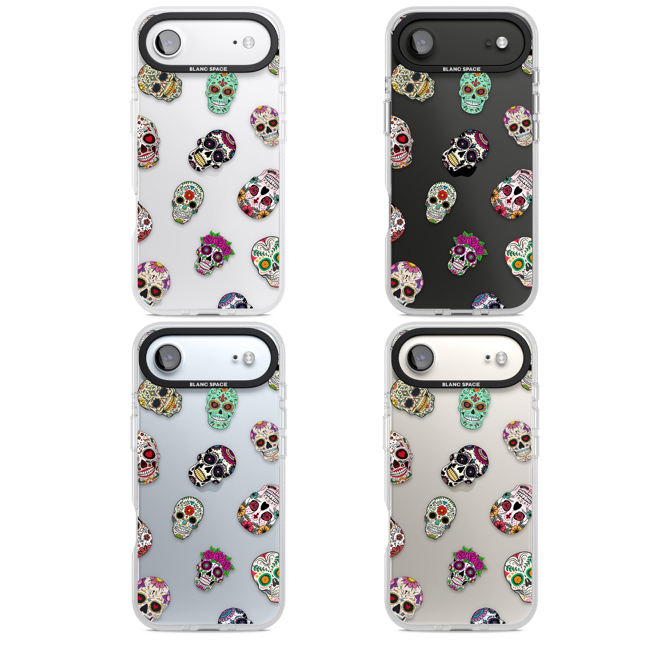 Mixed Sugar Skull Pattern iPhone 17 Air Impact Air Clear Phone Case APT Impact Protection