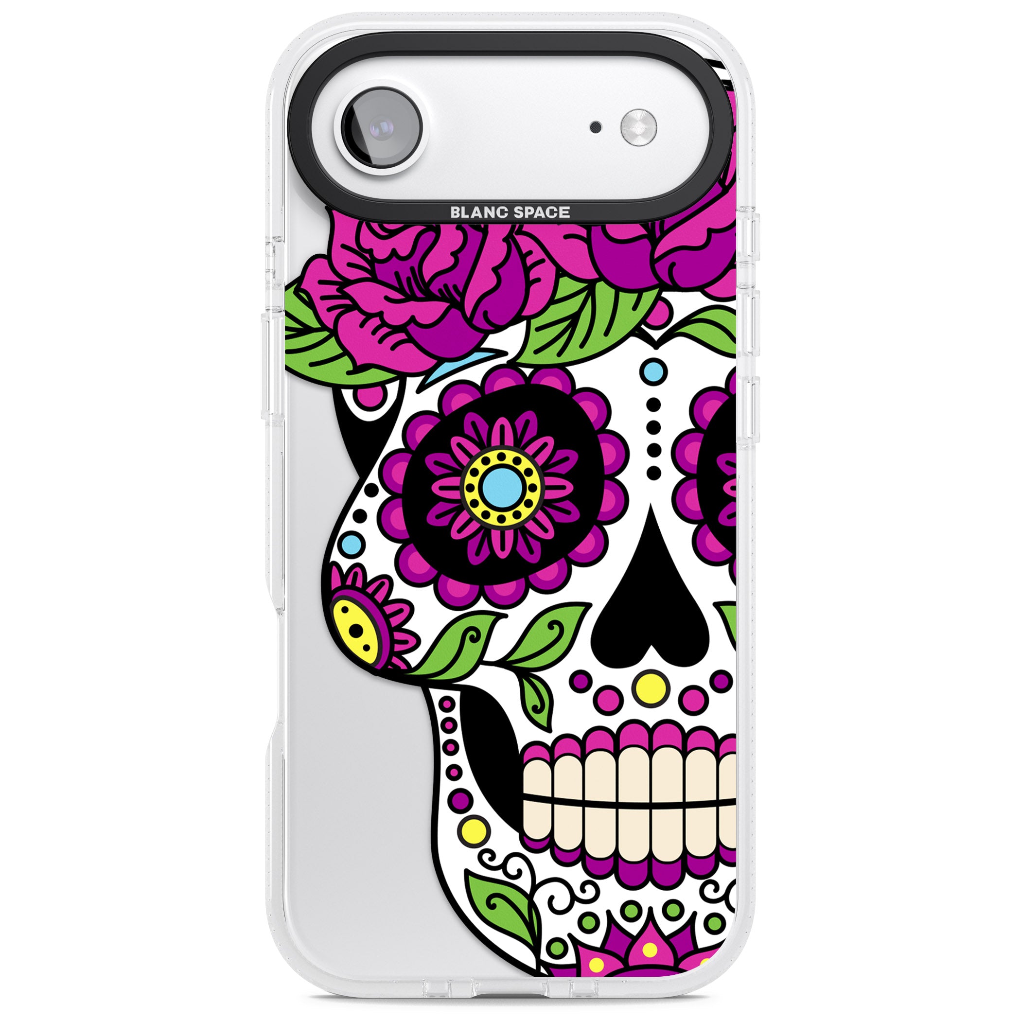 Purple Floral Sugar Skull iPhone 17 Air Impact Air Clear Phone Case