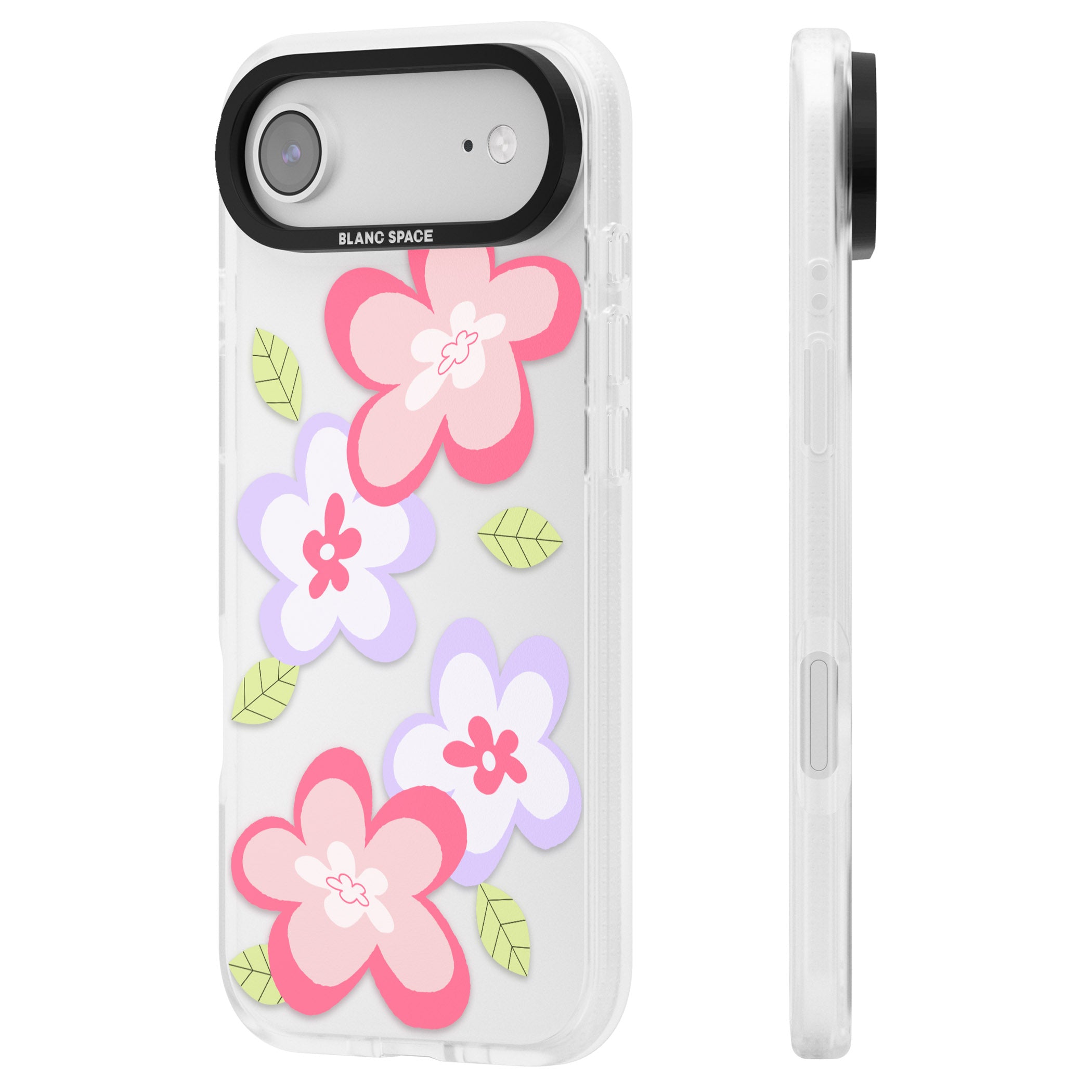 Funky Flowers iPhone 17 Air Impact Air Clear Phone Case Side Profile