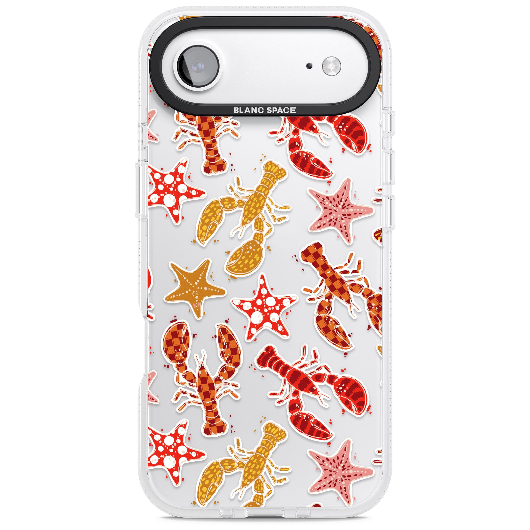 Lobster & Starfish Coastal Pattern iPhone 17 Air Impact Air Clear Phone Case