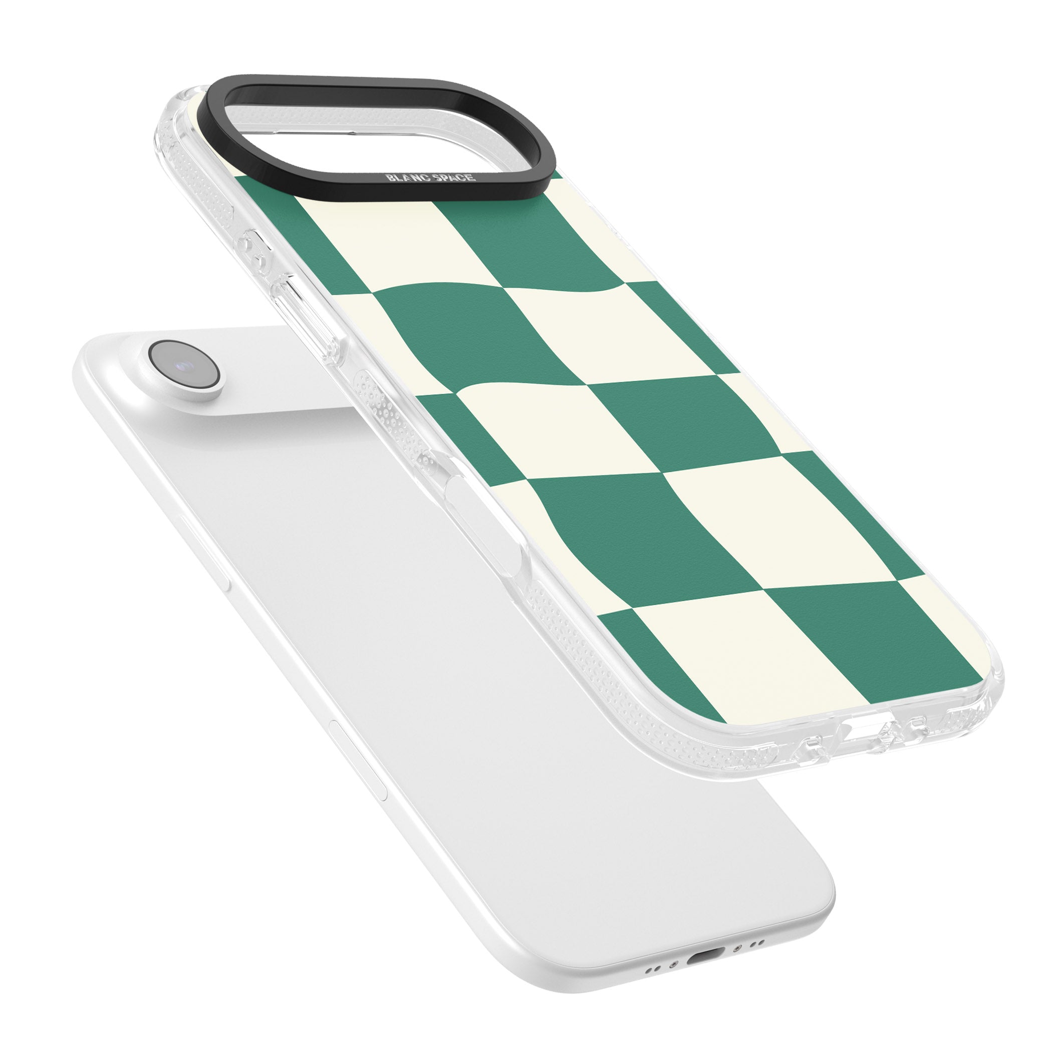 Green & Cream Wavy Check iPhone 17 Air Impact Air Clear Phone Case Colours