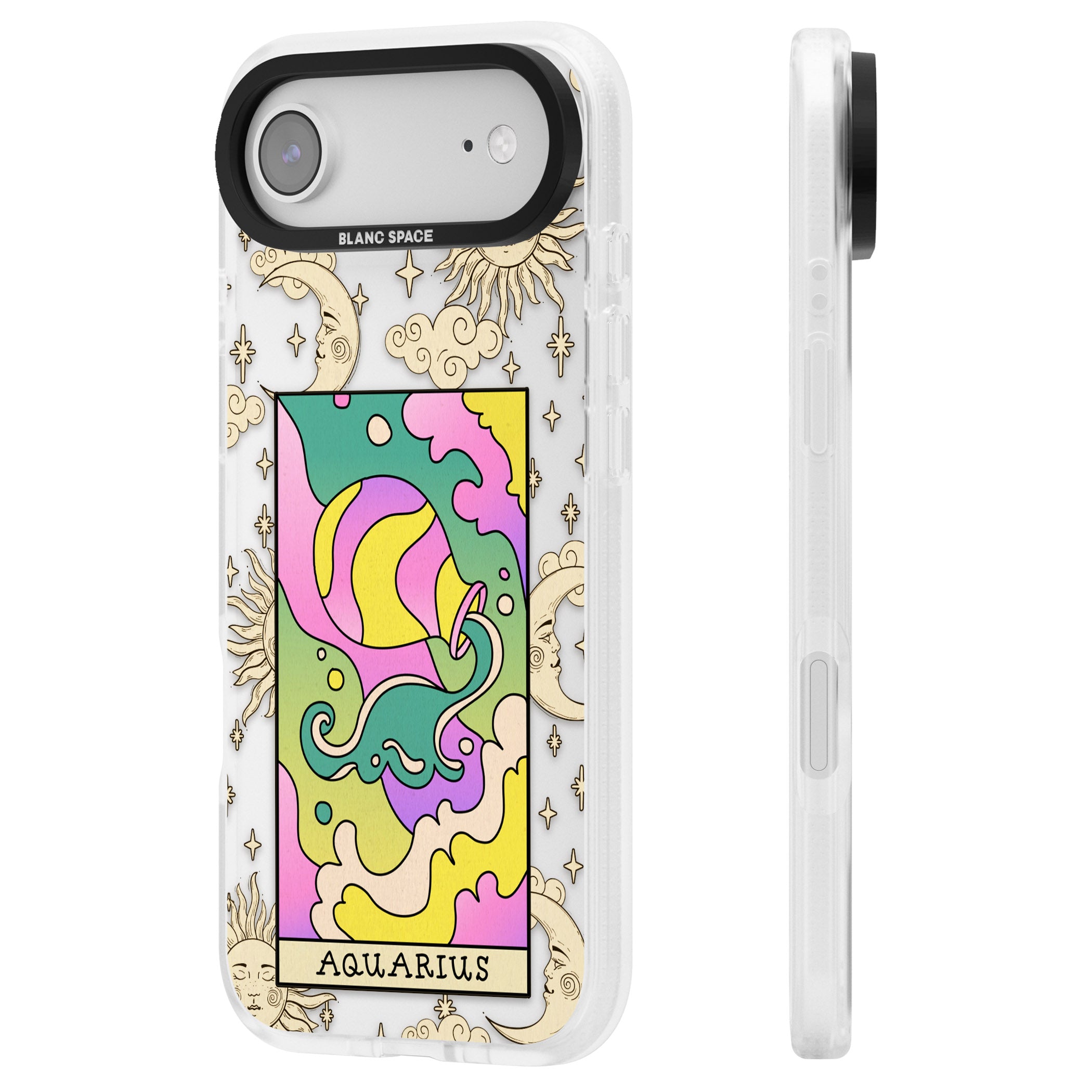 Celestial Zodiac Aquarius iPhone 17 Air Impact Air Clear Phone Case Side Profile