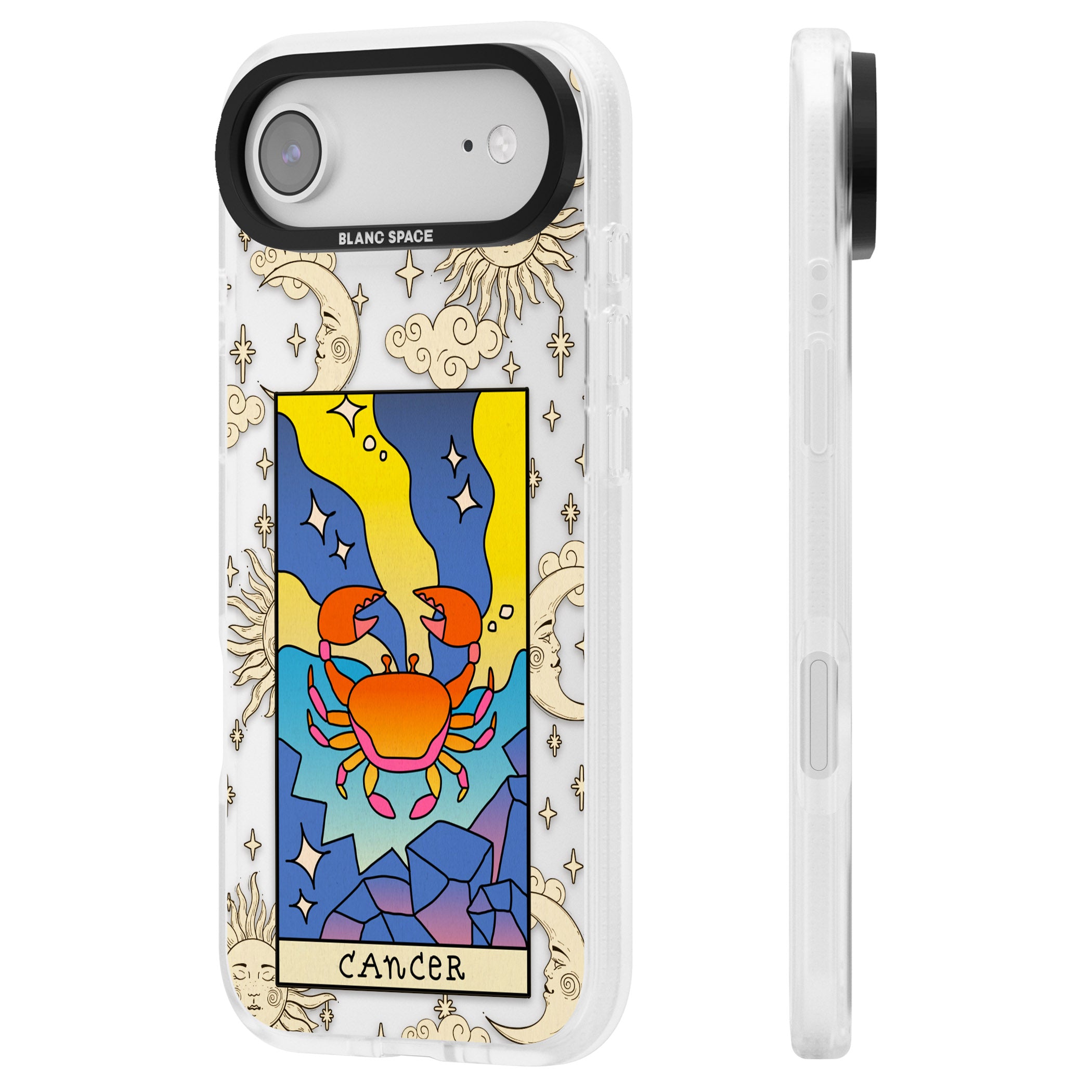 Celestial Zodiac Cancer iPhone 17 Air Impact Air Clear Phone Case Side Profile