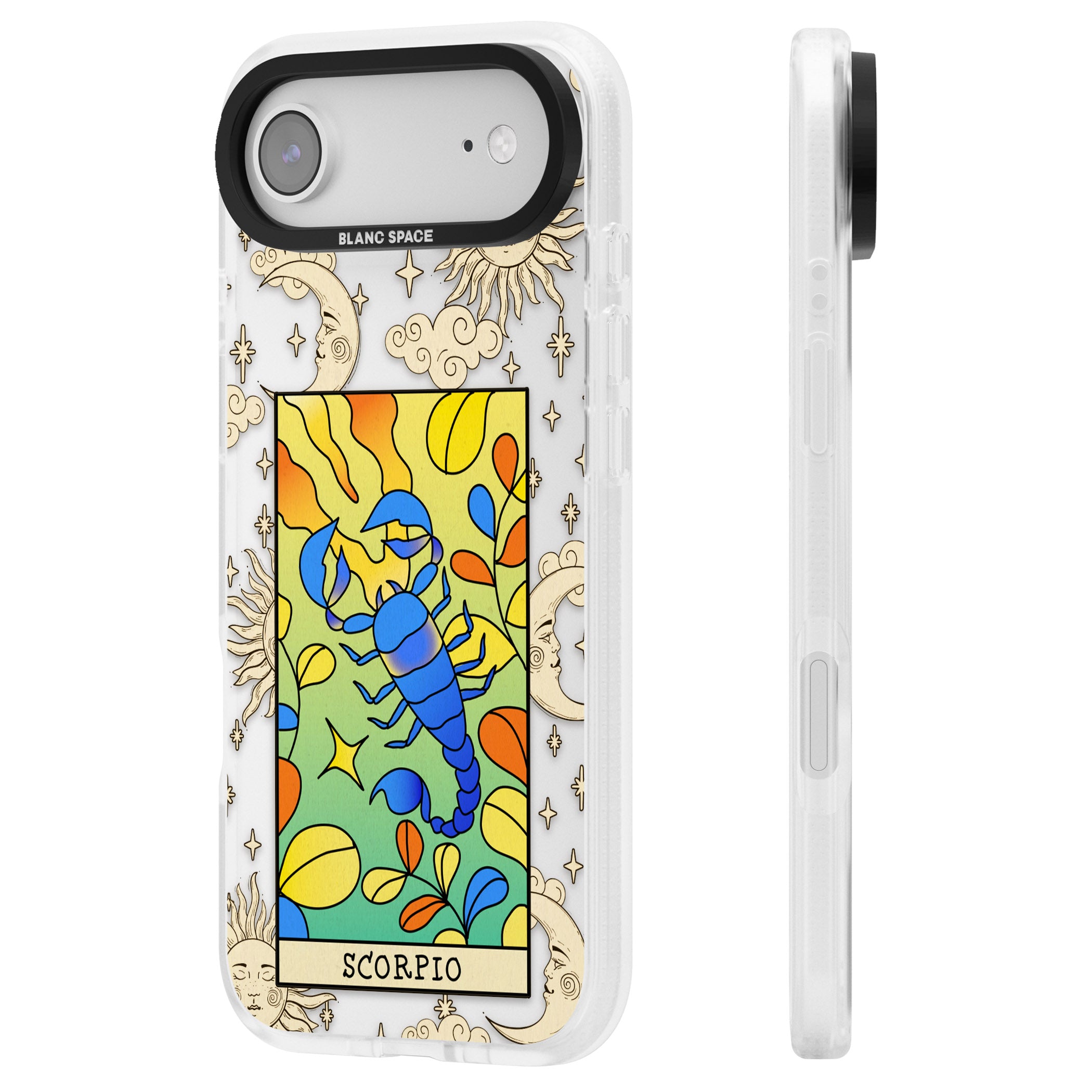 Celestial Zodiac Scorpio iPhone 17 Air Impact Air Clear Phone Case Side Profile