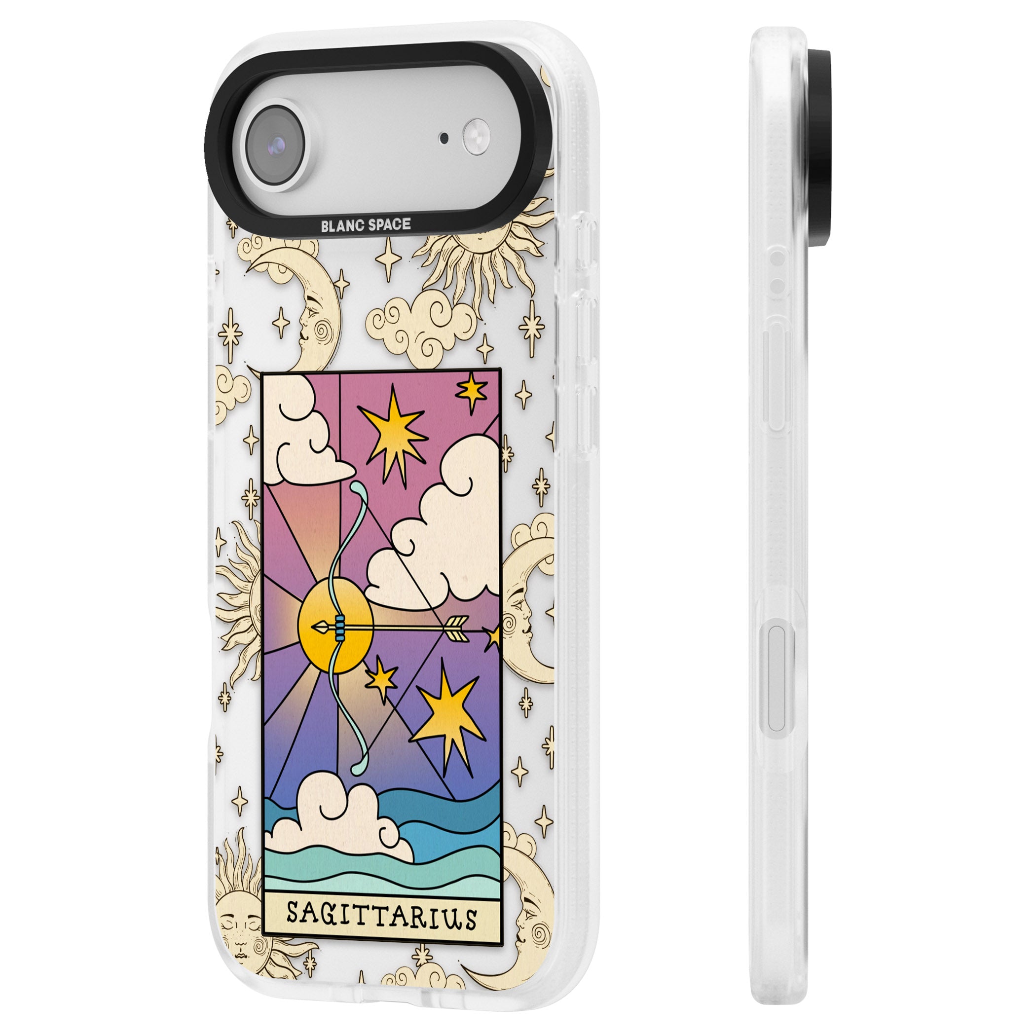 Celestial Zodiac Sagittarius iPhone 17 Air Impact Air Clear Phone Case Side Profile