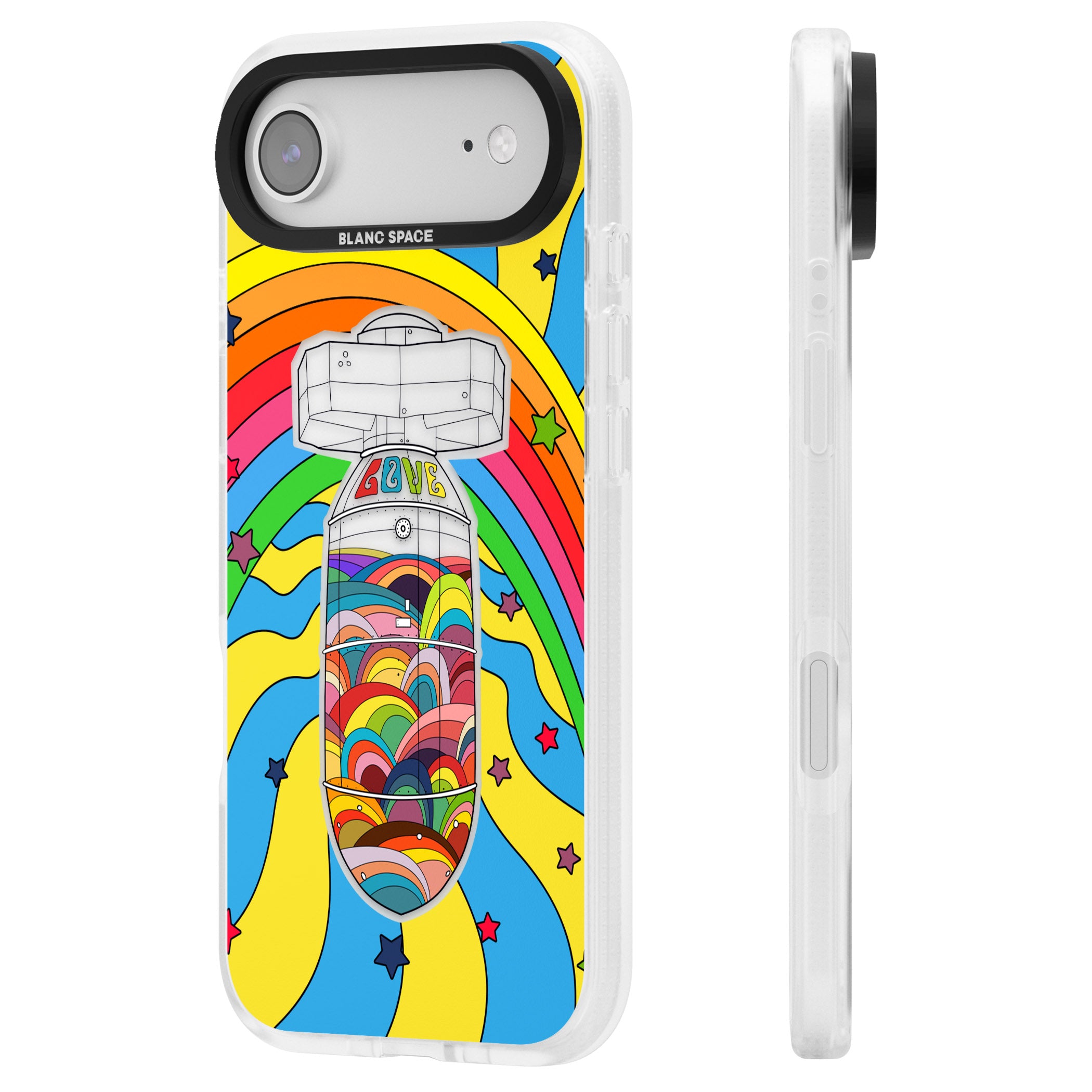 Love Bomb iPhone 17 Air Impact Air Clear Phone Case Side Profile