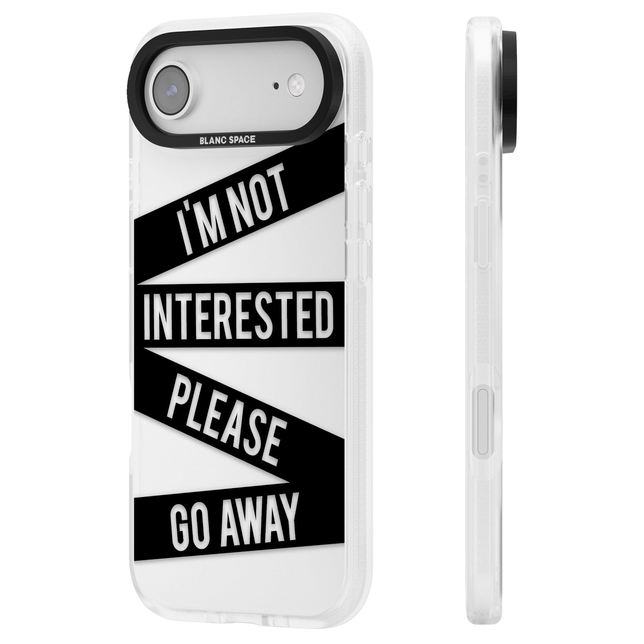 Not Interested Warning iPhone 17 Air Impact Air Clear Phone Case Side Profile