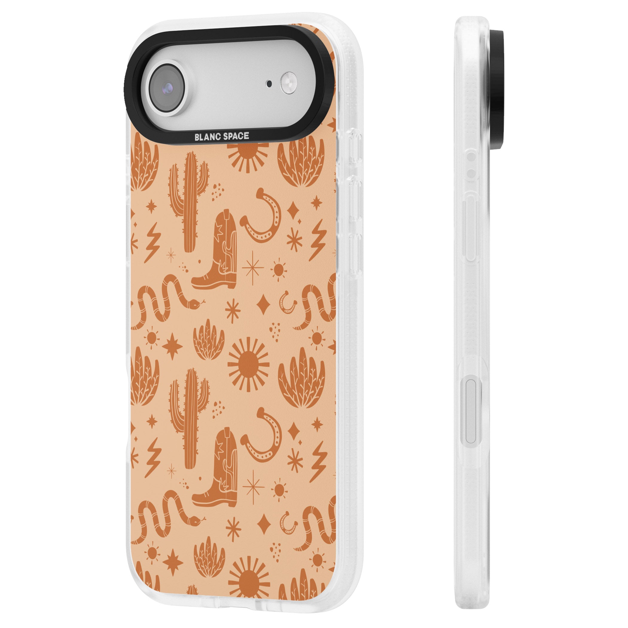 Wild West Pattern iPhone 17 Air Impact Air Clear Phone Case Side Profile