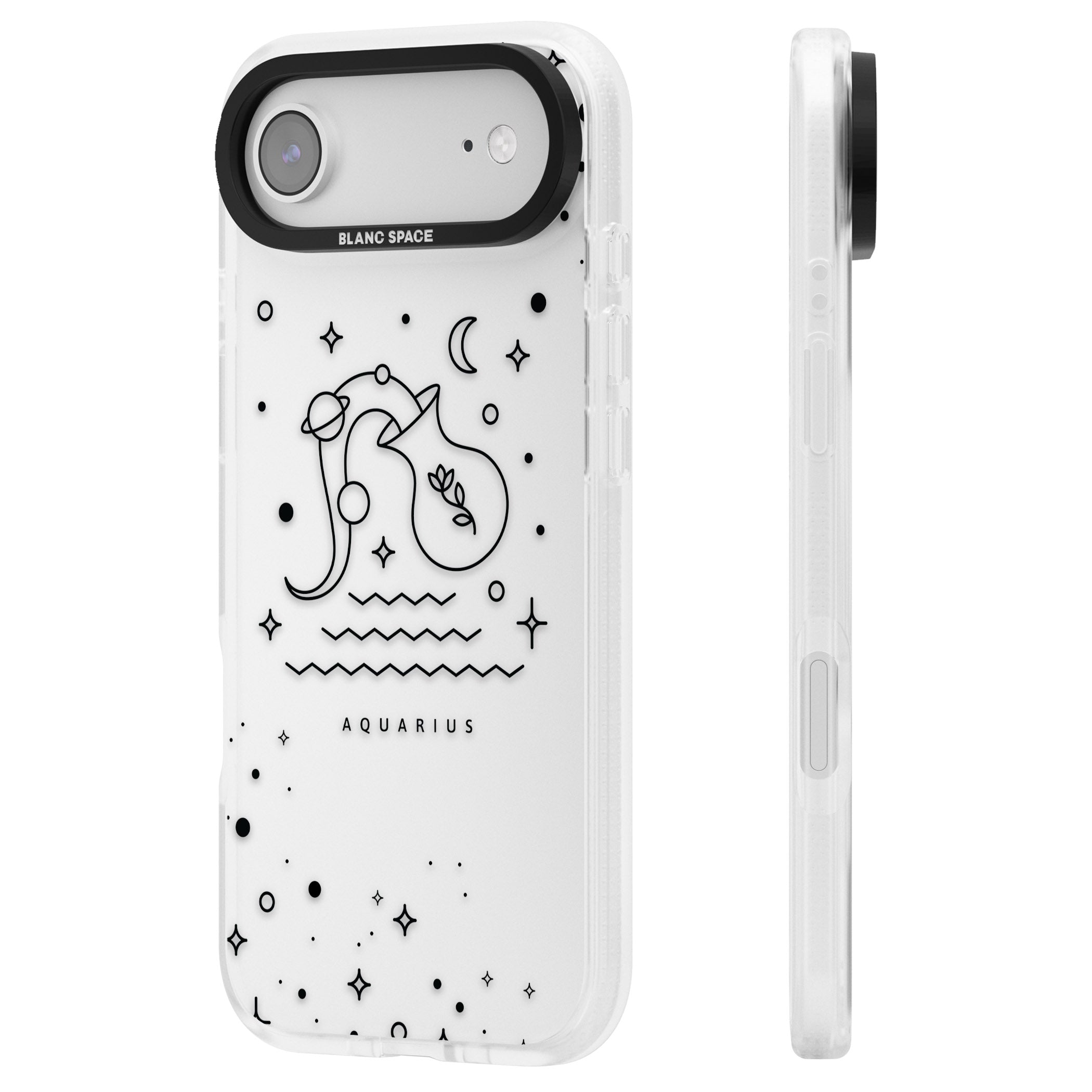 Aquarius Zodiac Symbol iPhone 17 Air Impact Air Clear Phone Case Side Profile