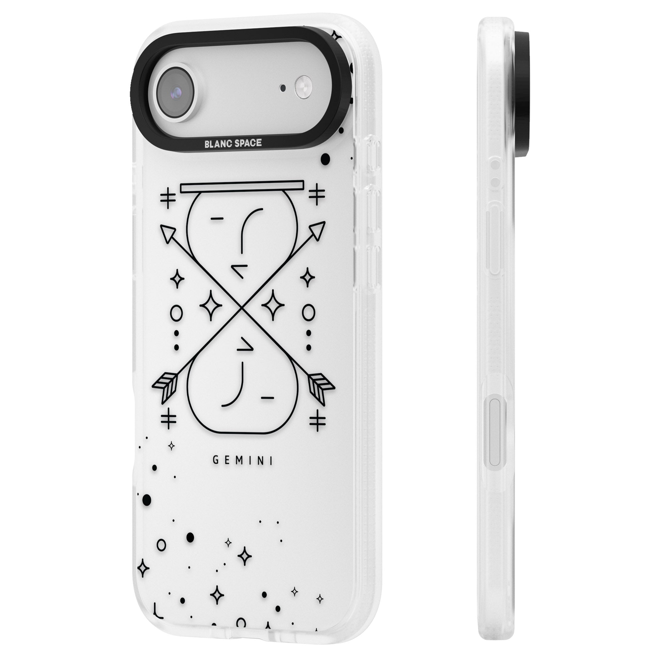 Gemini Zodiac iPhone 17 Air Impact Air Clear Phone Case Side Profile