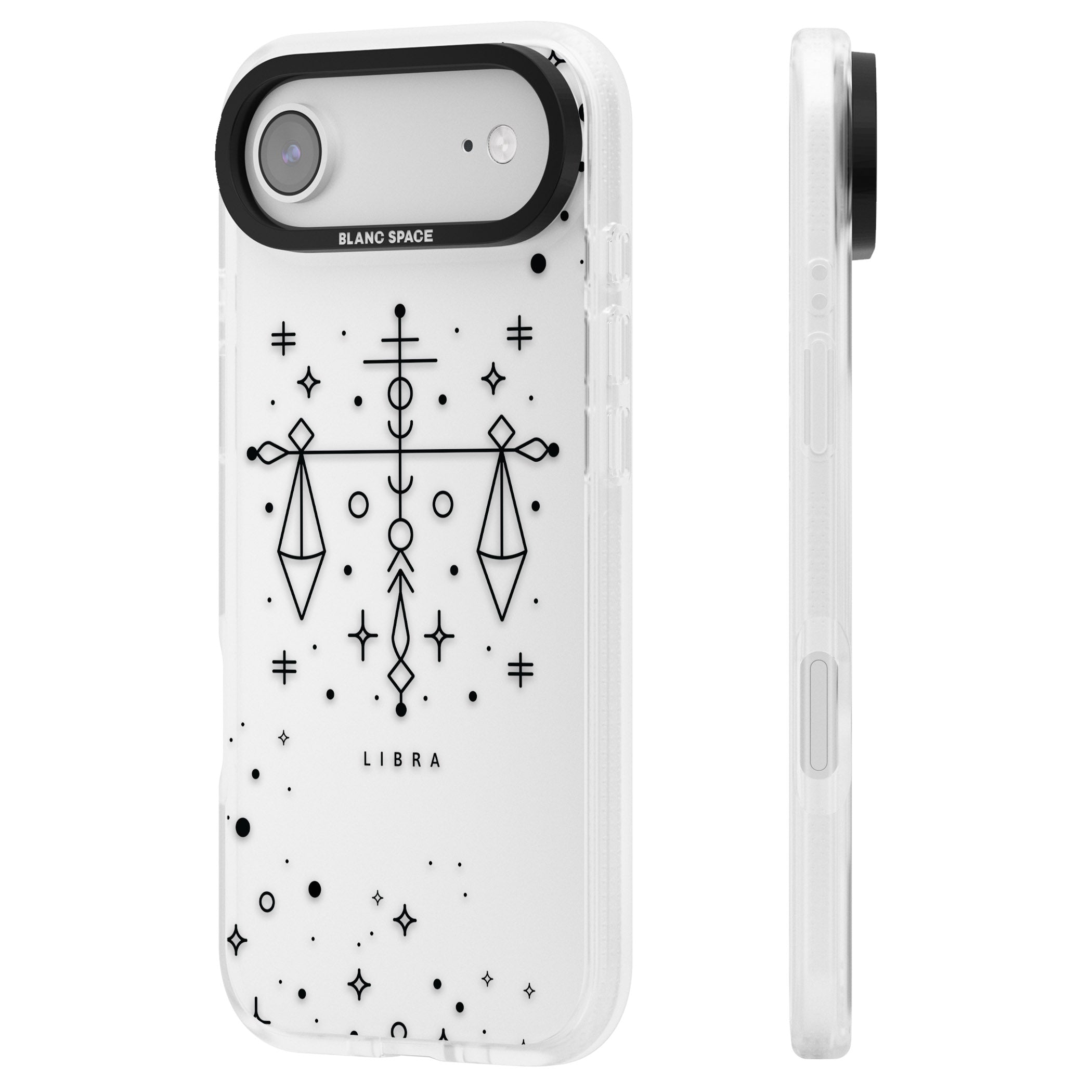 Libra Abstract Zodiac iPhone 17 Air Impact Air Clear Phone Case Side Profile