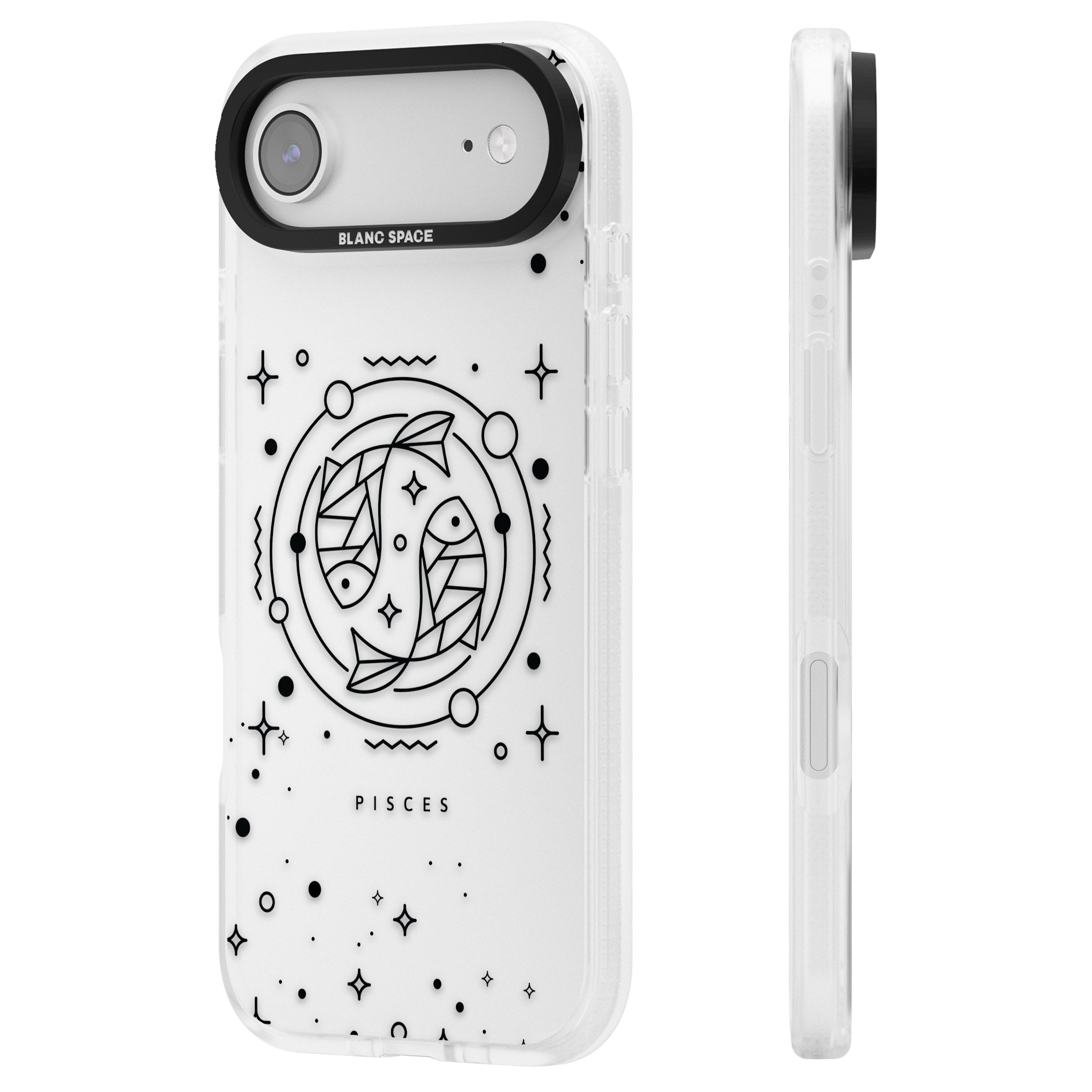 Pisces Emblem Transparent iPhone 17 Air Impact Air Clear Phone Case Side Profile