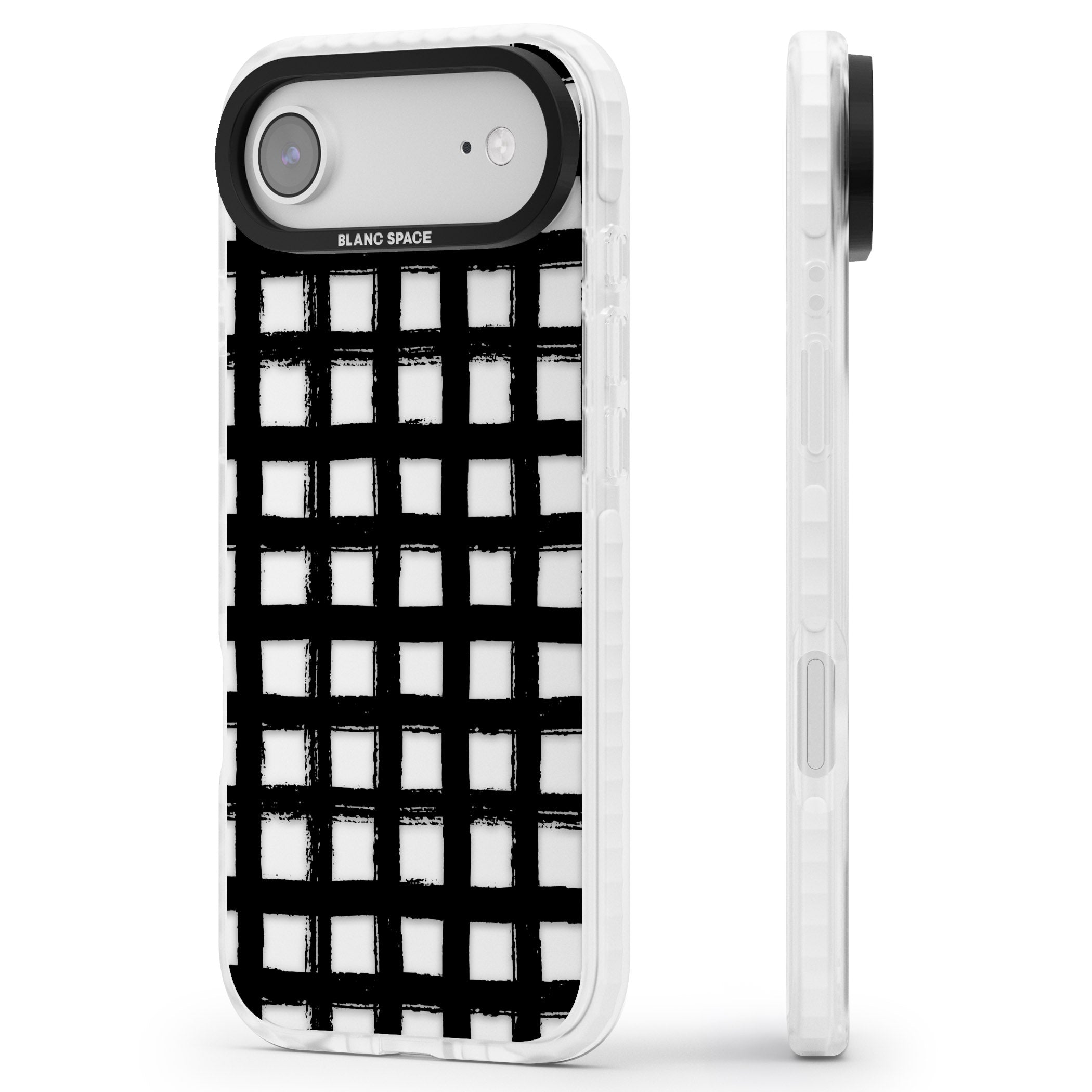 Messy Black Grid Clear iPhone 17 Air Impact Clear Phone Case Side Profile