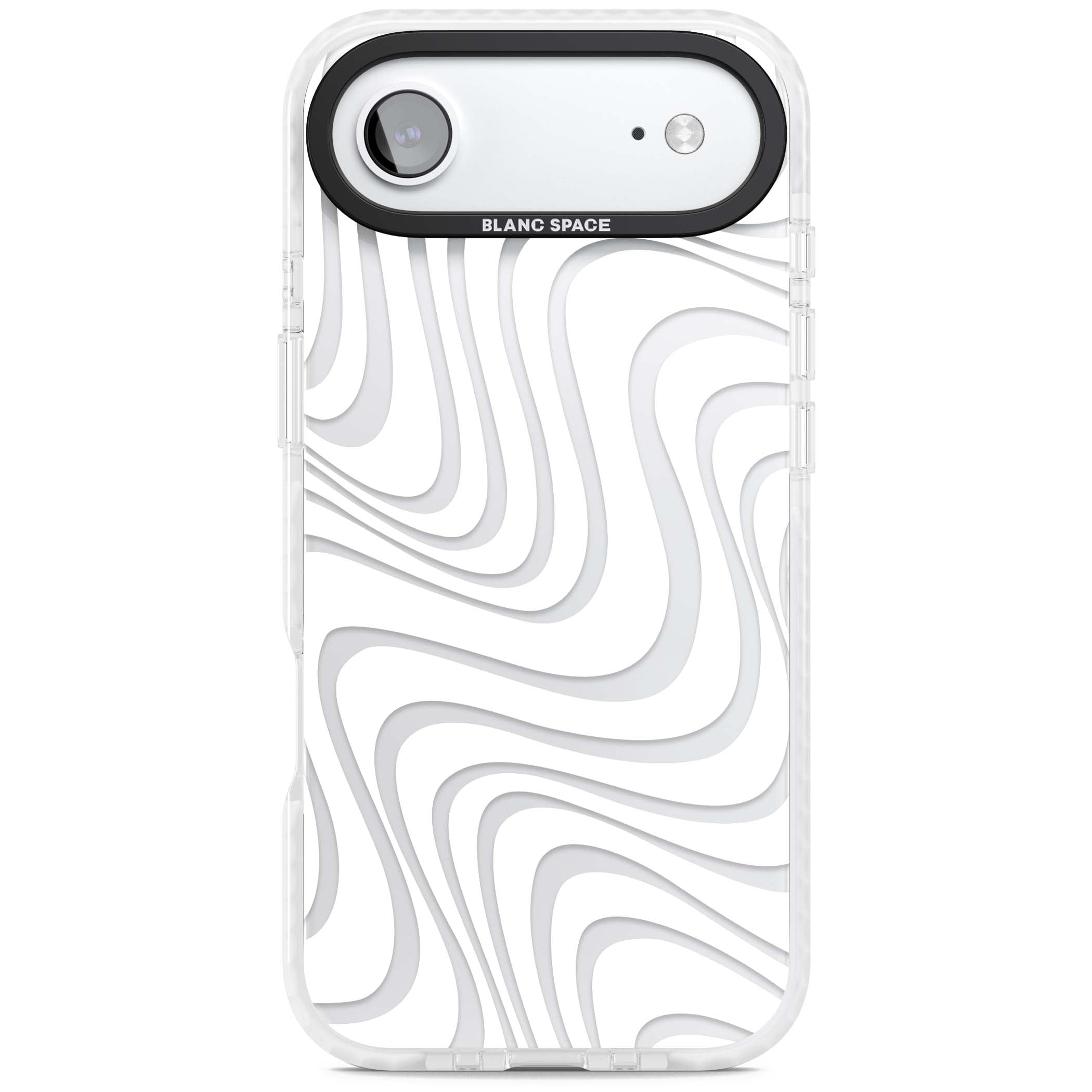 White Abstract Waves abstract iPhone case featuring flowing grey wave pattern on clear background | Black Impact case for iPhone Air