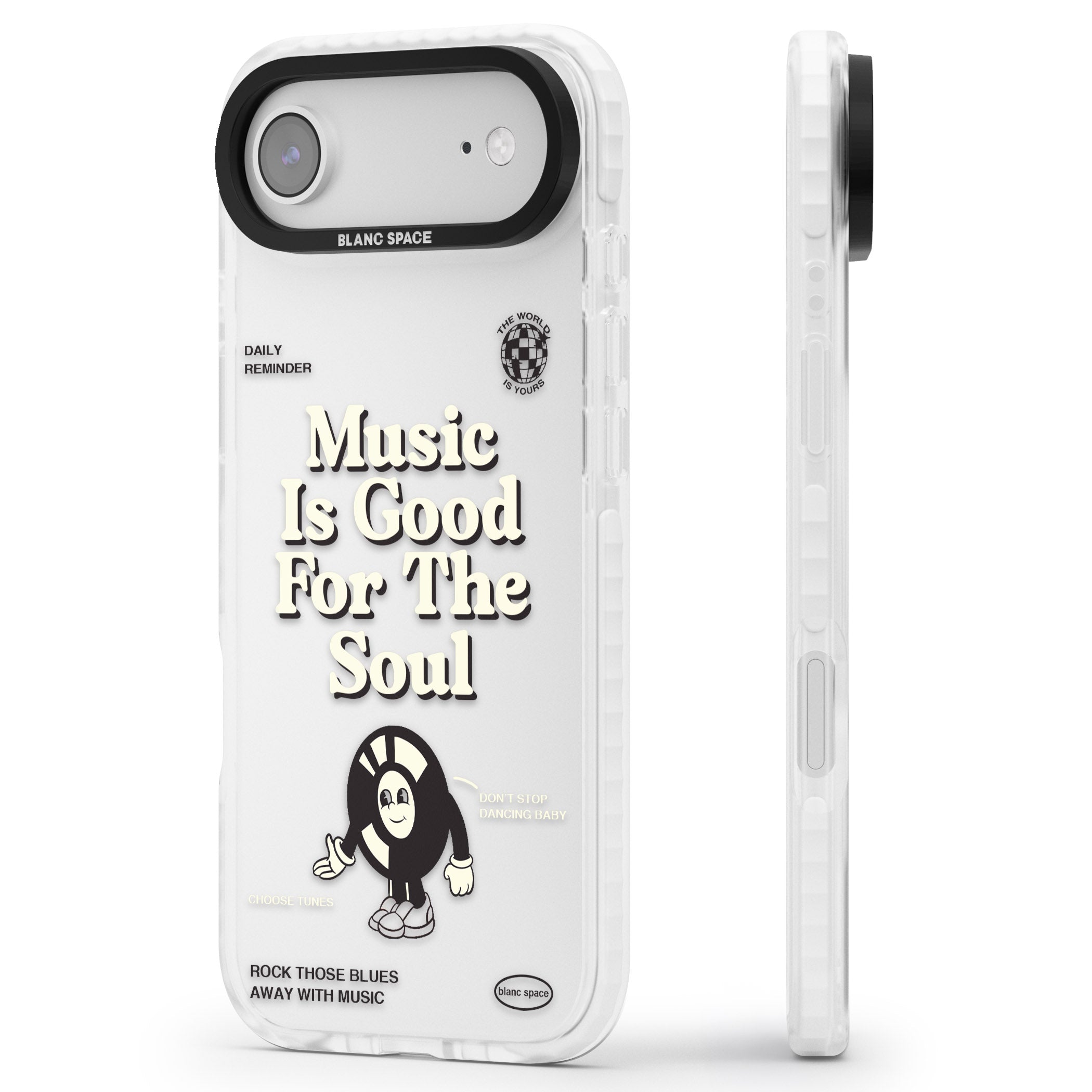 Music Is Good For The Soul iPhone 17 Air Impact Clear Phone Case Side Profile