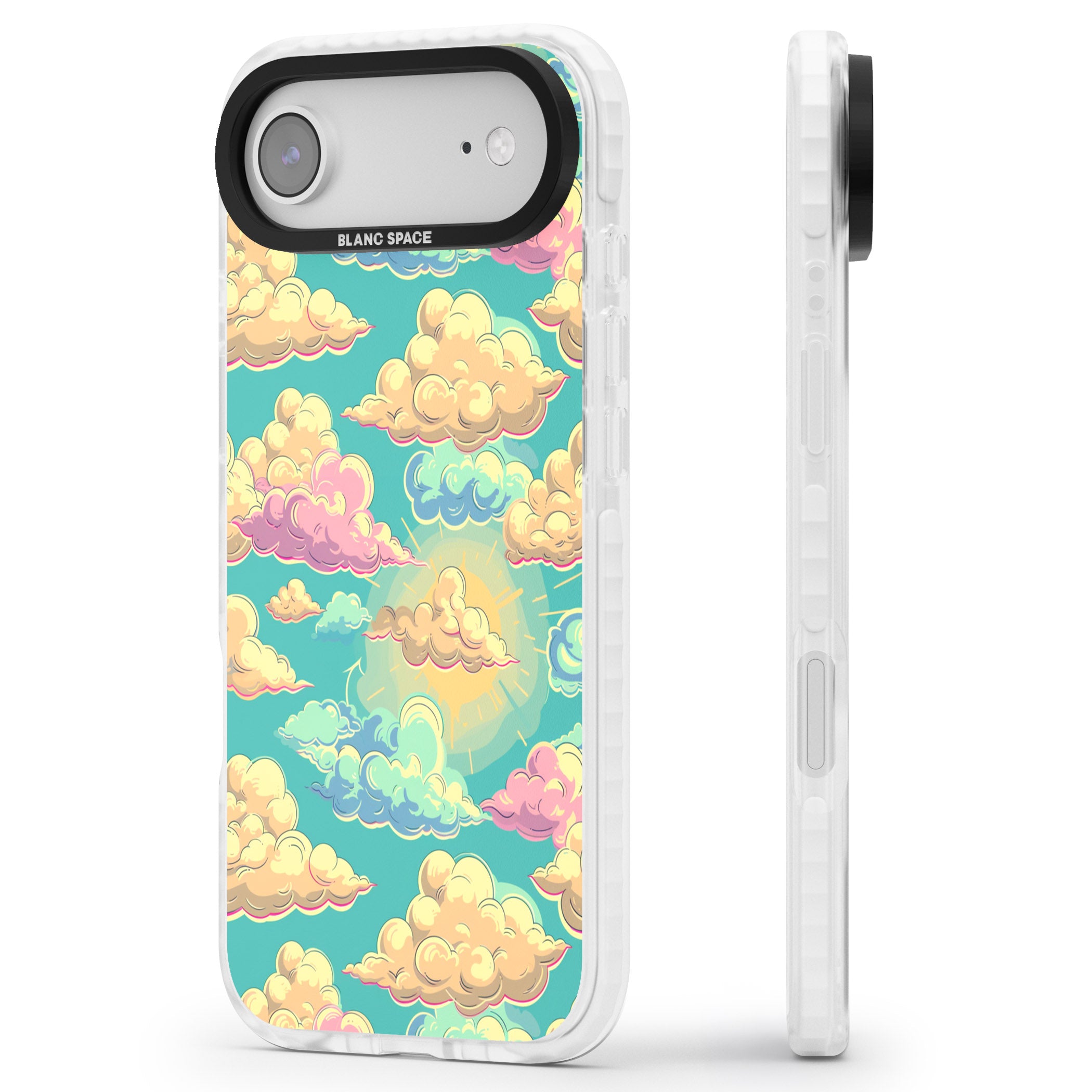 Pastel Clouds iPhone 17 Air Impact Clear Phone Case Side Profile