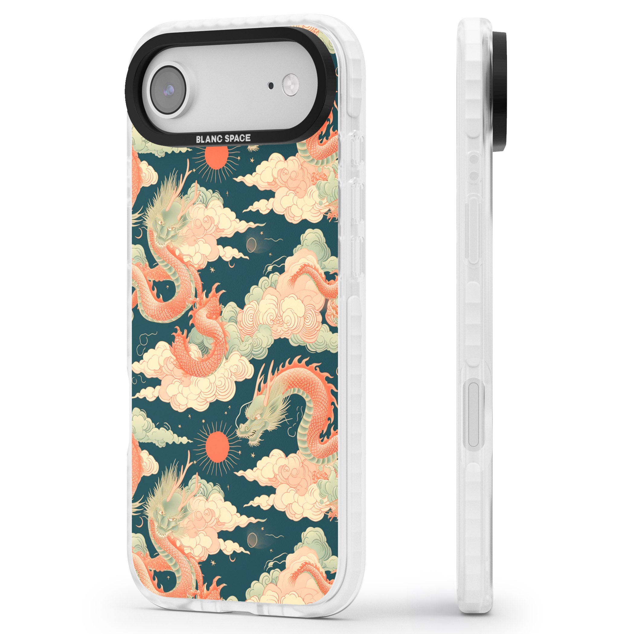 Chinese Dragons Clouds iPhone 17 Air Impact Clear Phone Case Side Profile