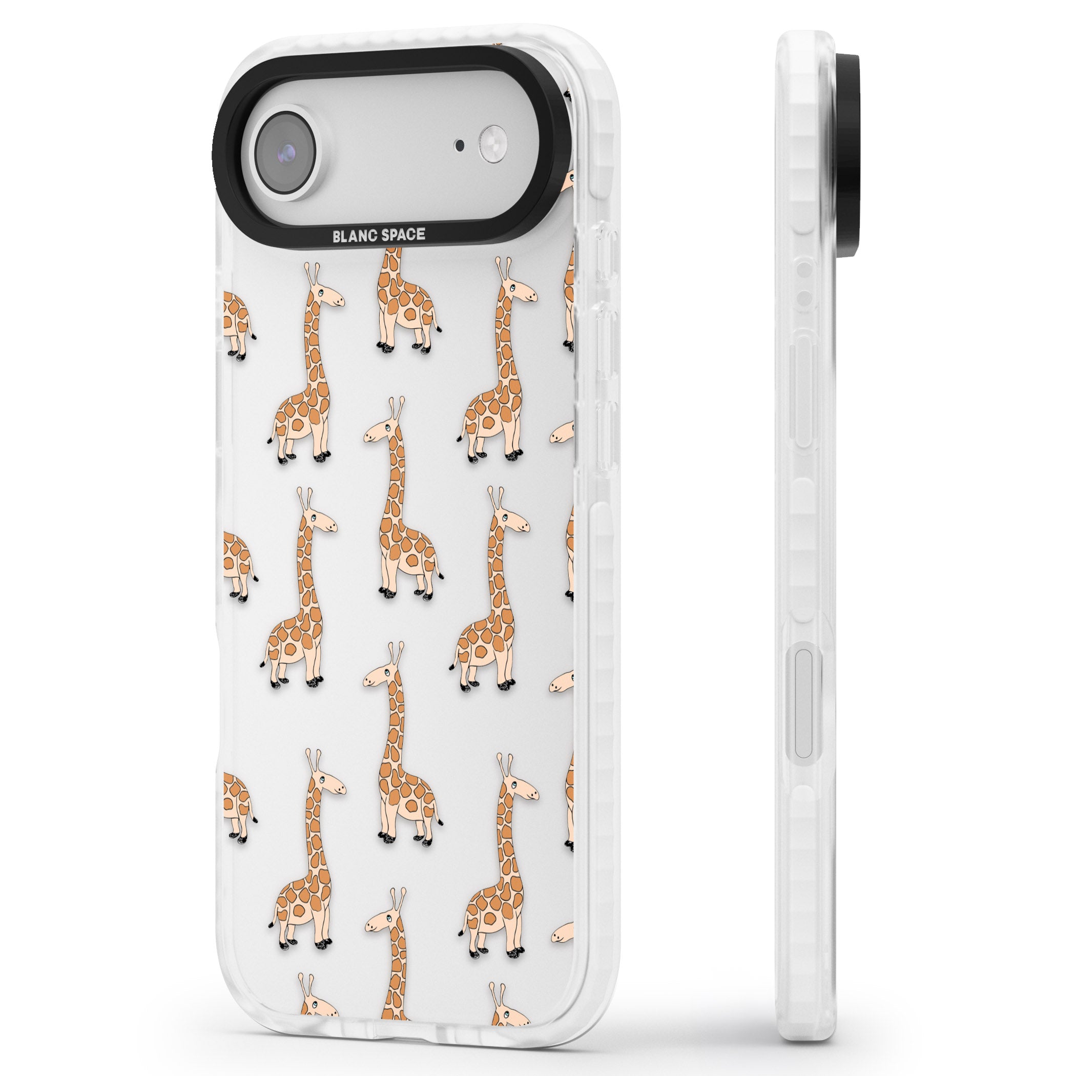 Cute Giraffe Pattern Clear iPhone 17 Air Impact Clear Phone Case Side Profile