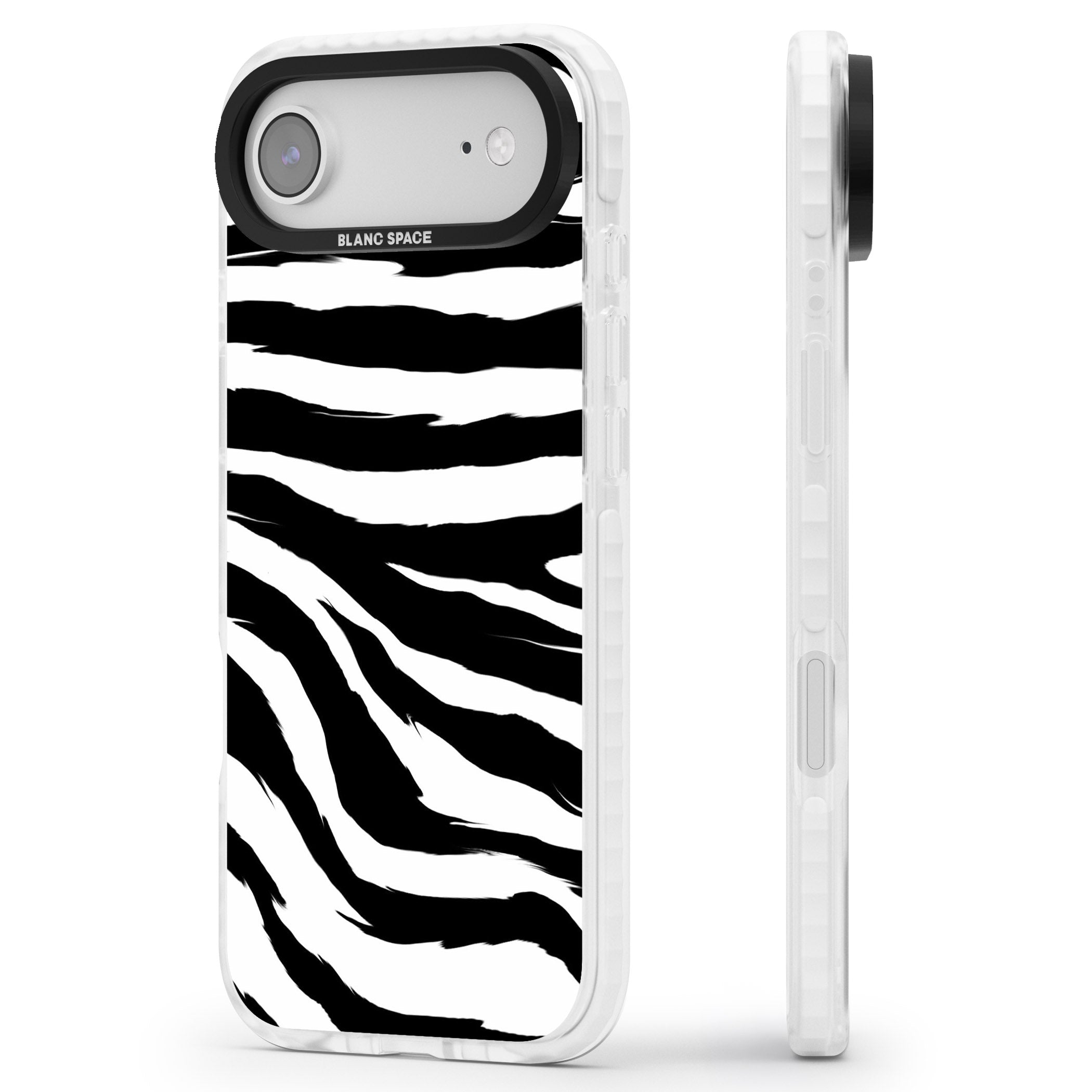 Black Zebra Print iPhone 17 Air Impact Clear Phone Case Side Profile