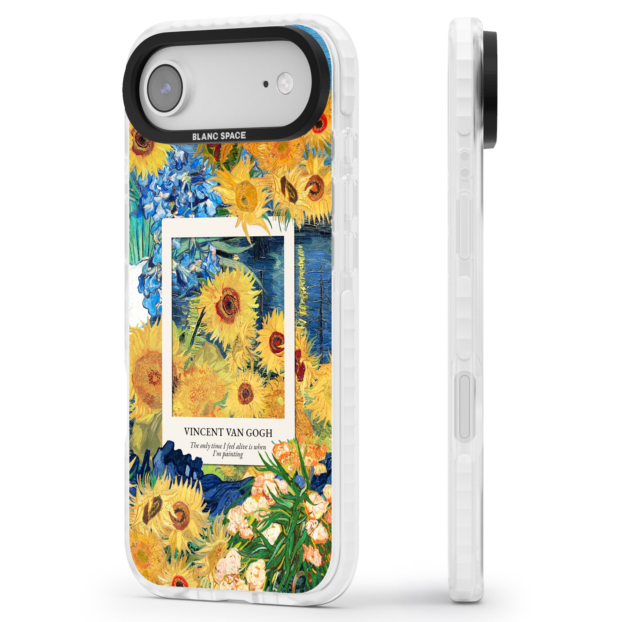 Van Gogh Sunflowers iPhone 17 Air Impact Clear Phone Case Side Profile