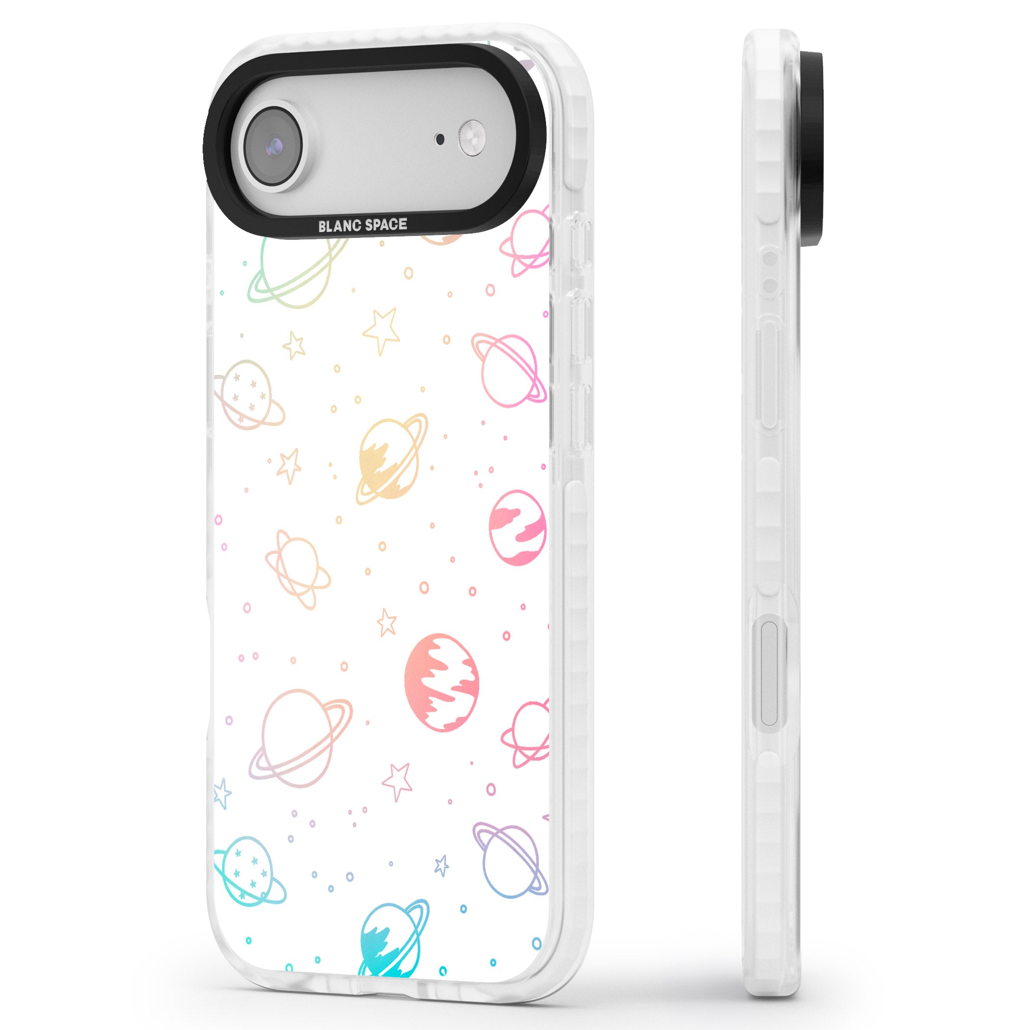 Pastel Cosmic Galaxy iPhone 17 Air Impact Clear Phone Case Side Profile