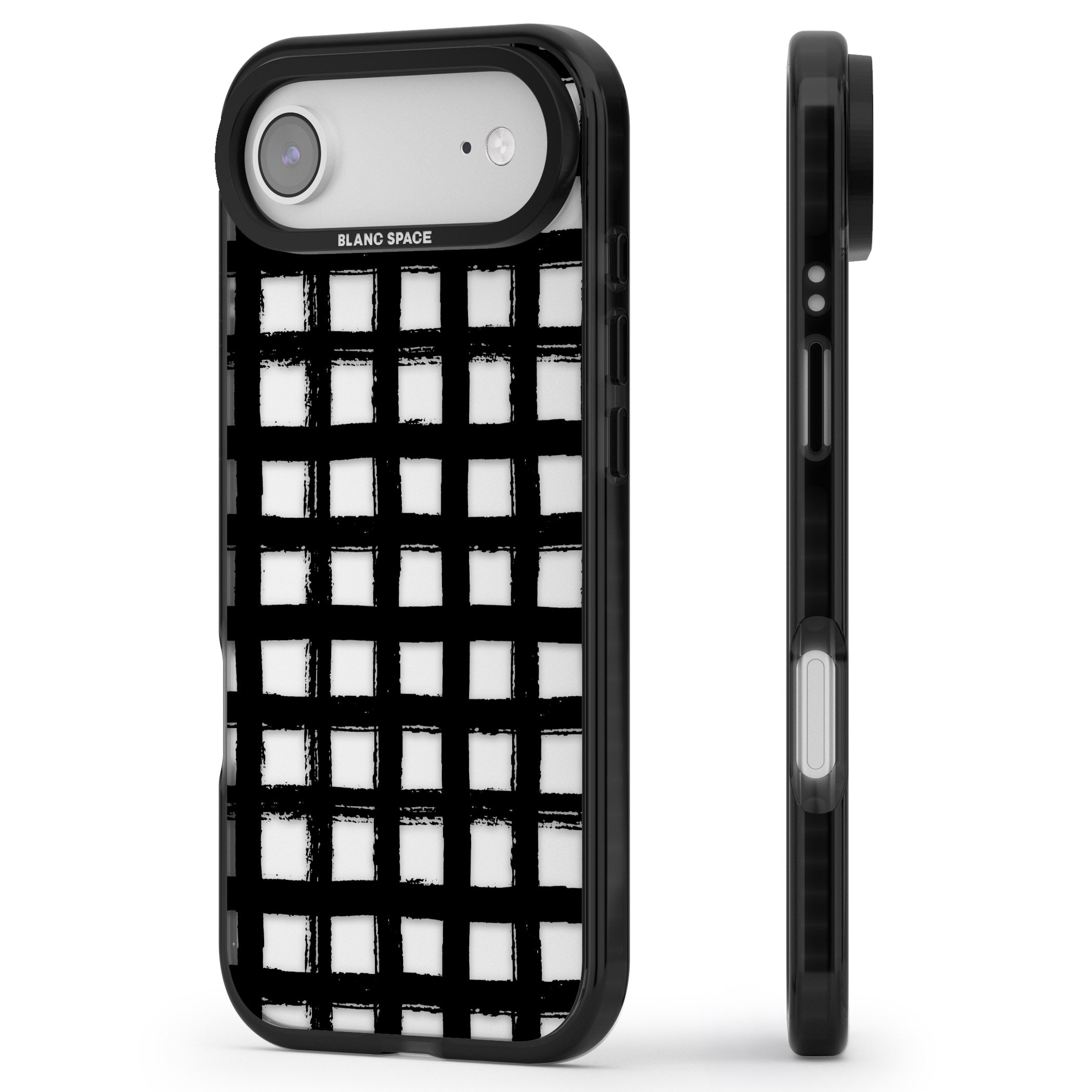 Messy Black Grid Clear iPhone 17 Air Impact Black Phone Case Side Profile