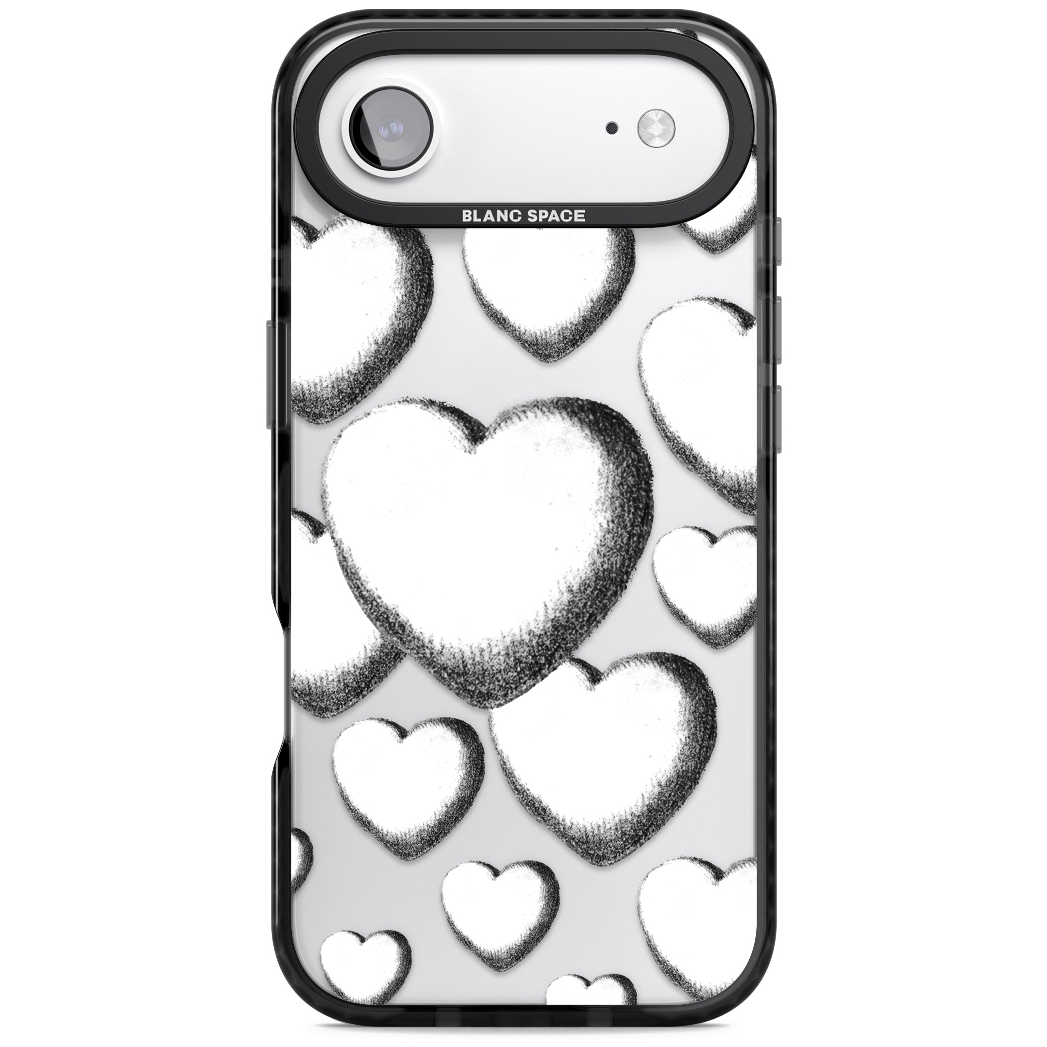 Hand Drawn Hearts iPhone 17 Air Impact Black Phone Case