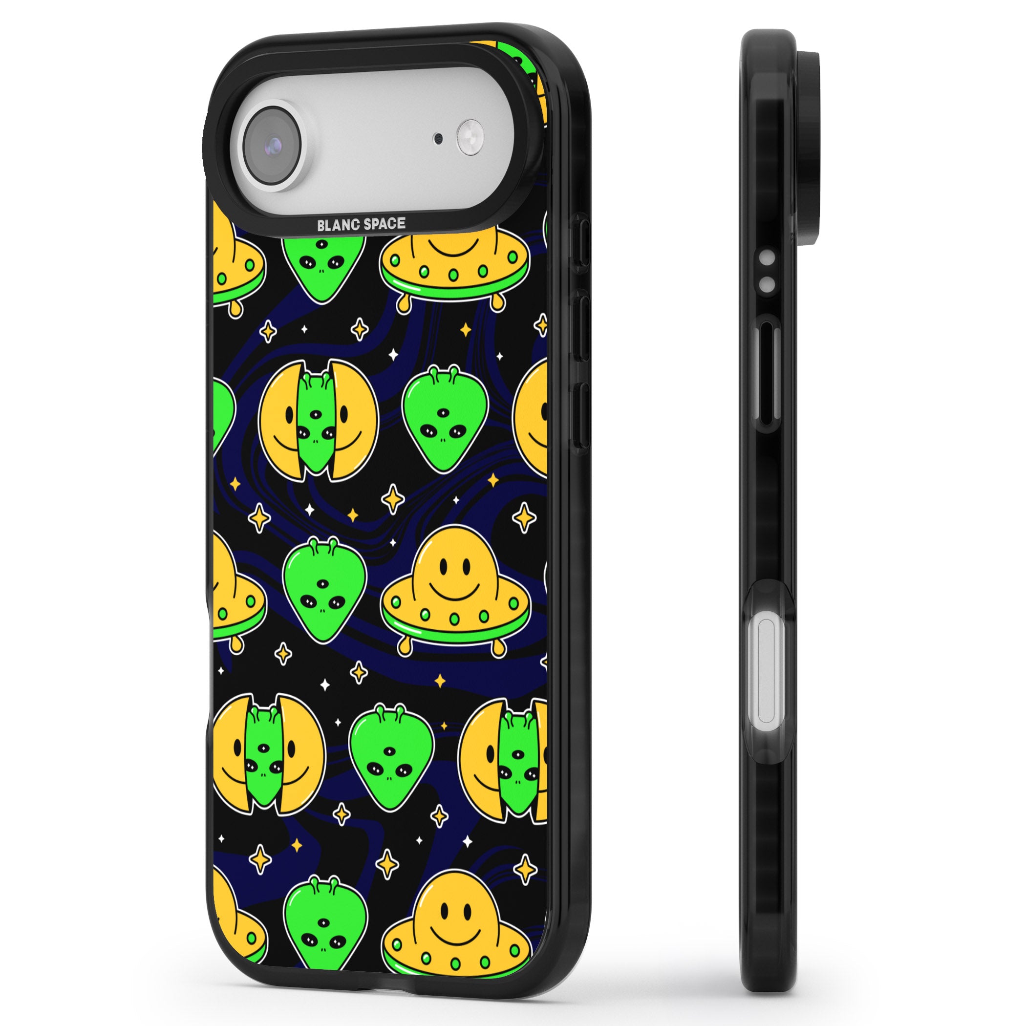 Alien Head Pattern iPhone 17 Air Impact Black Phone Case Side Profile
