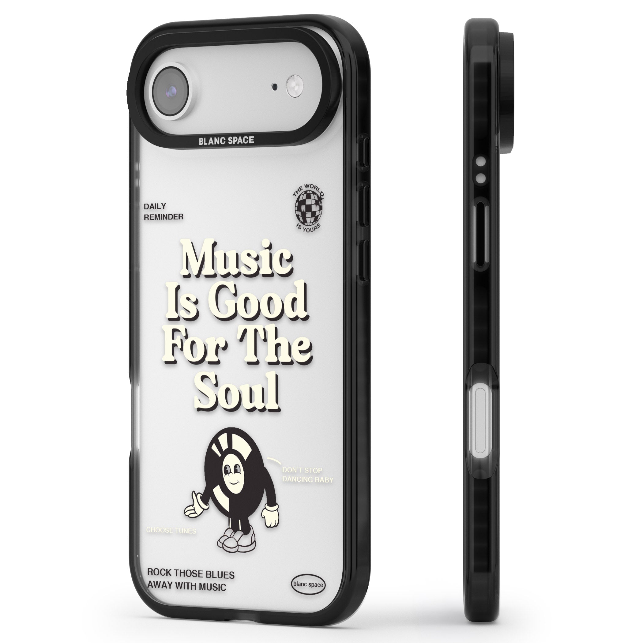 Music Is Good For The Soul iPhone 17 Air Impact Black Phone Case Side Profile