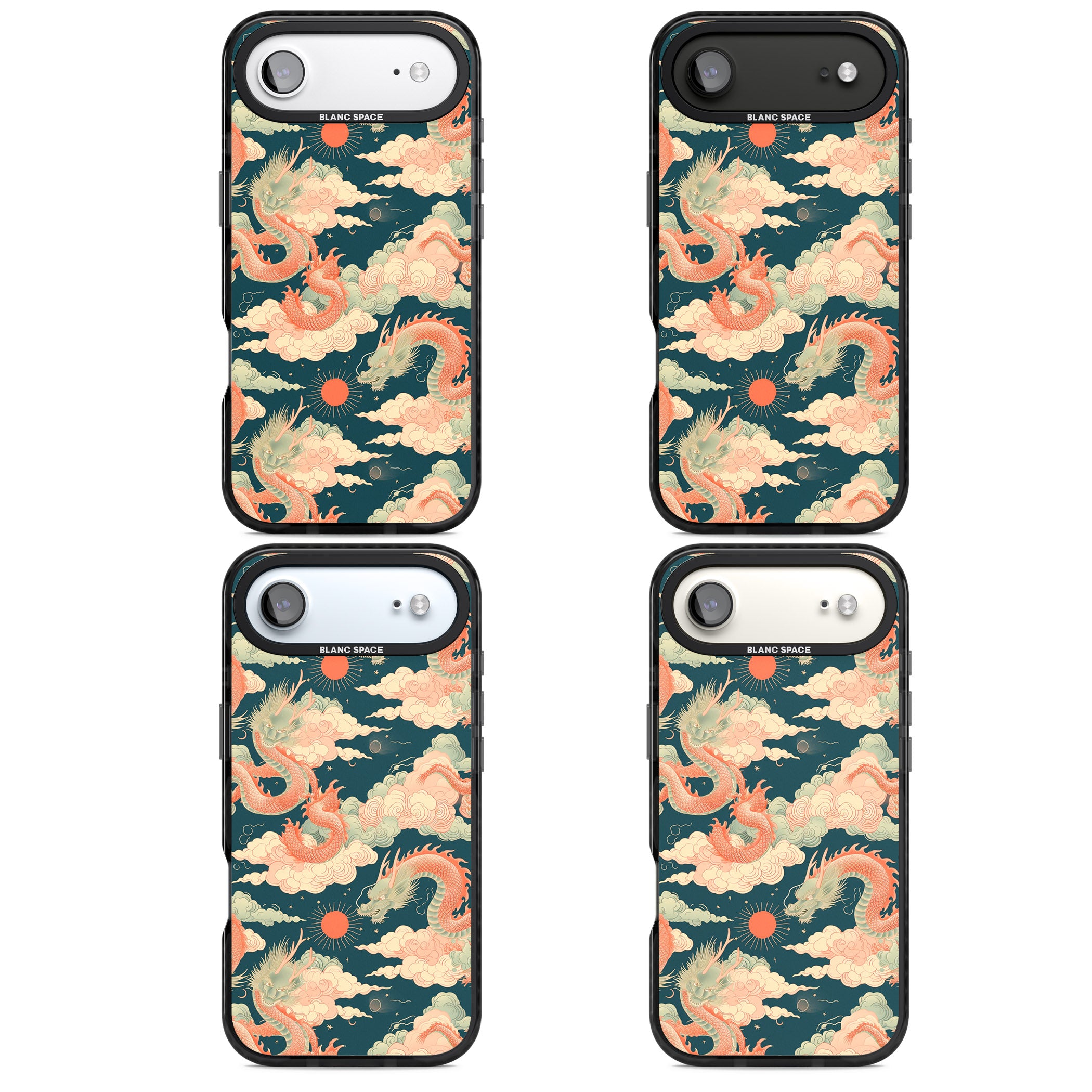 Chinese Dragons Clouds iPhone 17 Air Impact Black Phone Case APT Impact Protection