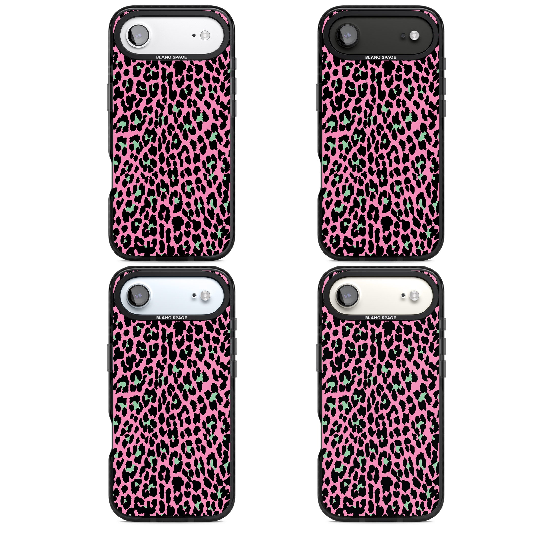 Pink & Green Leopard iPhone 17 Air Impact Black Phone Case APT Impact Protection