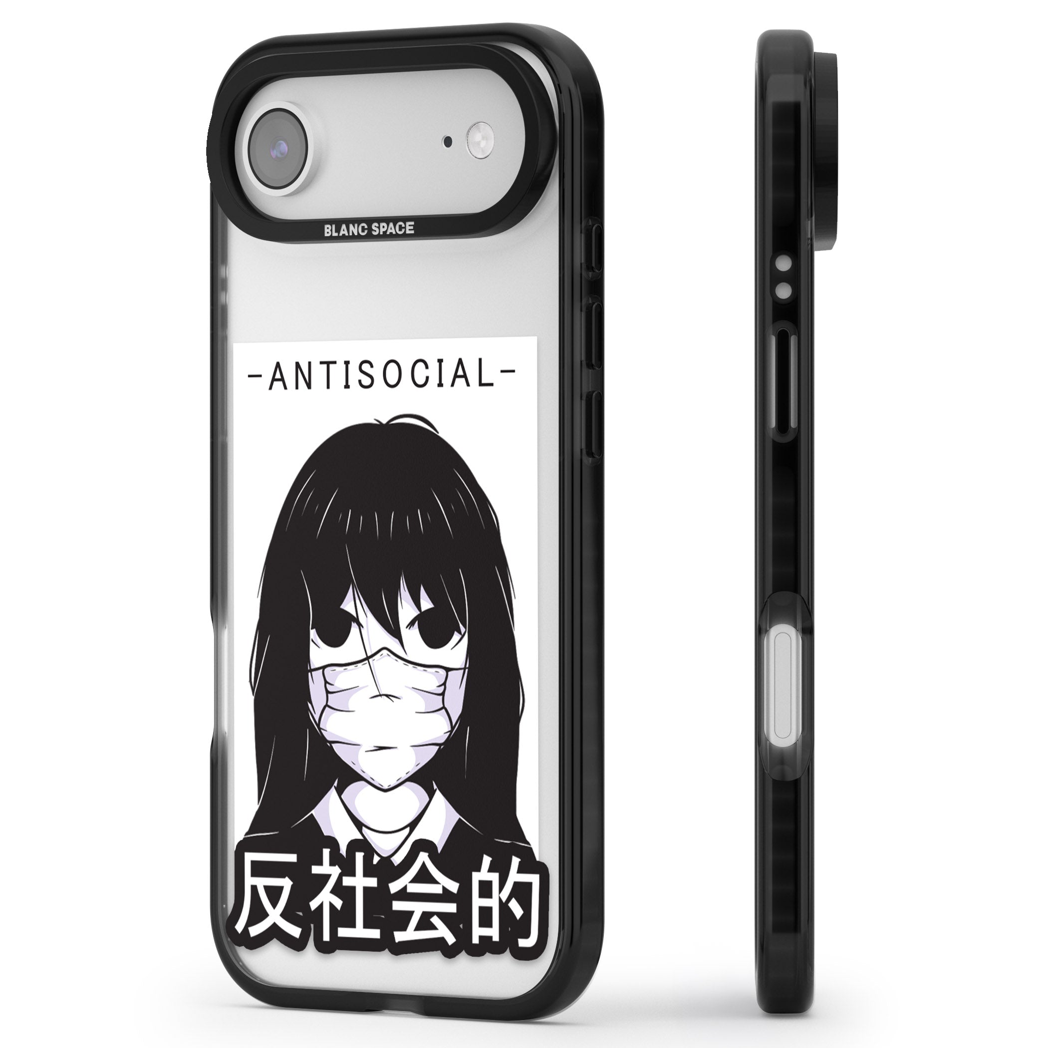 Anti Social iPhone 17 Air Impact Black Phone Case Side Profile