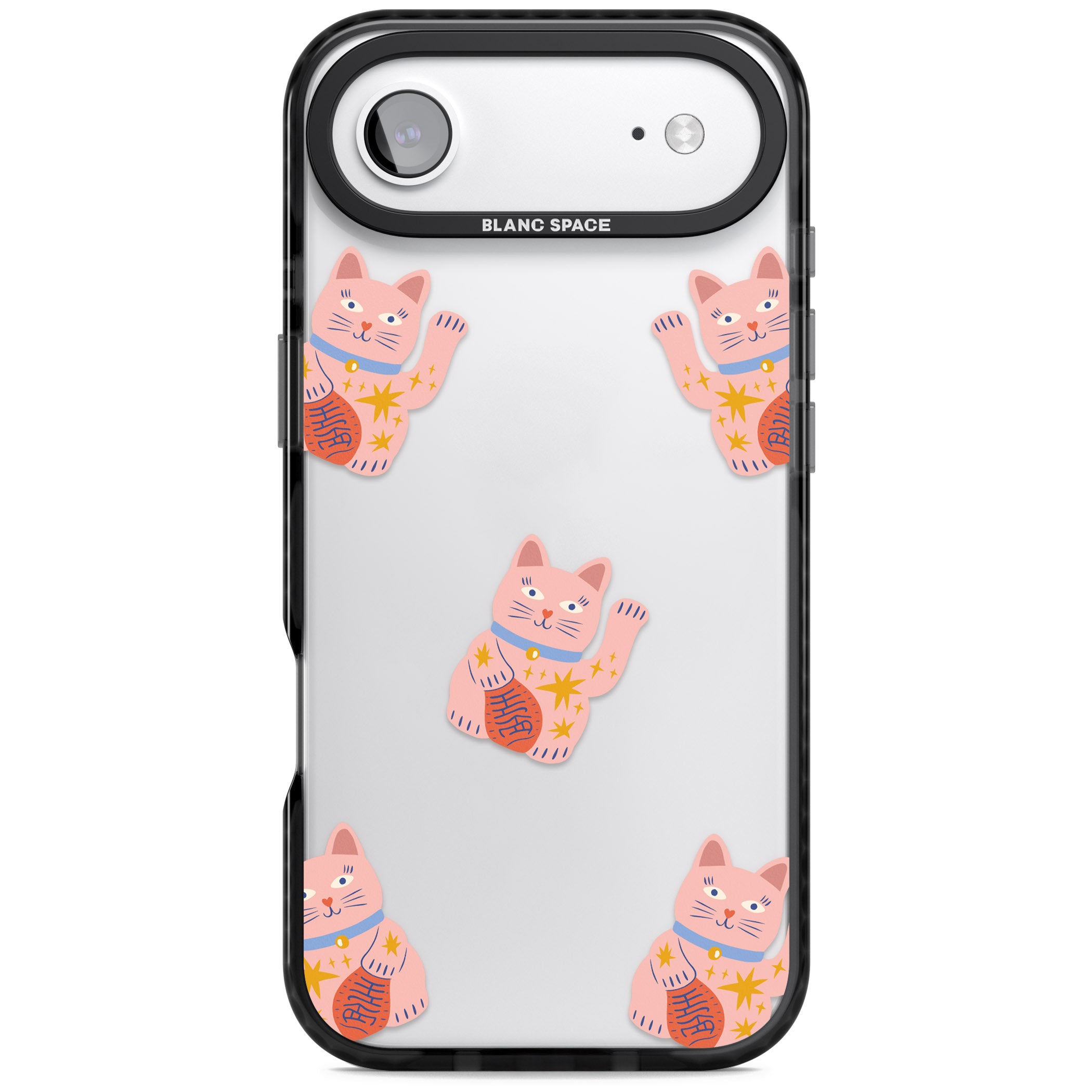 Waving Cat Pattern iPhone 17 Air Impact Black Phone Case