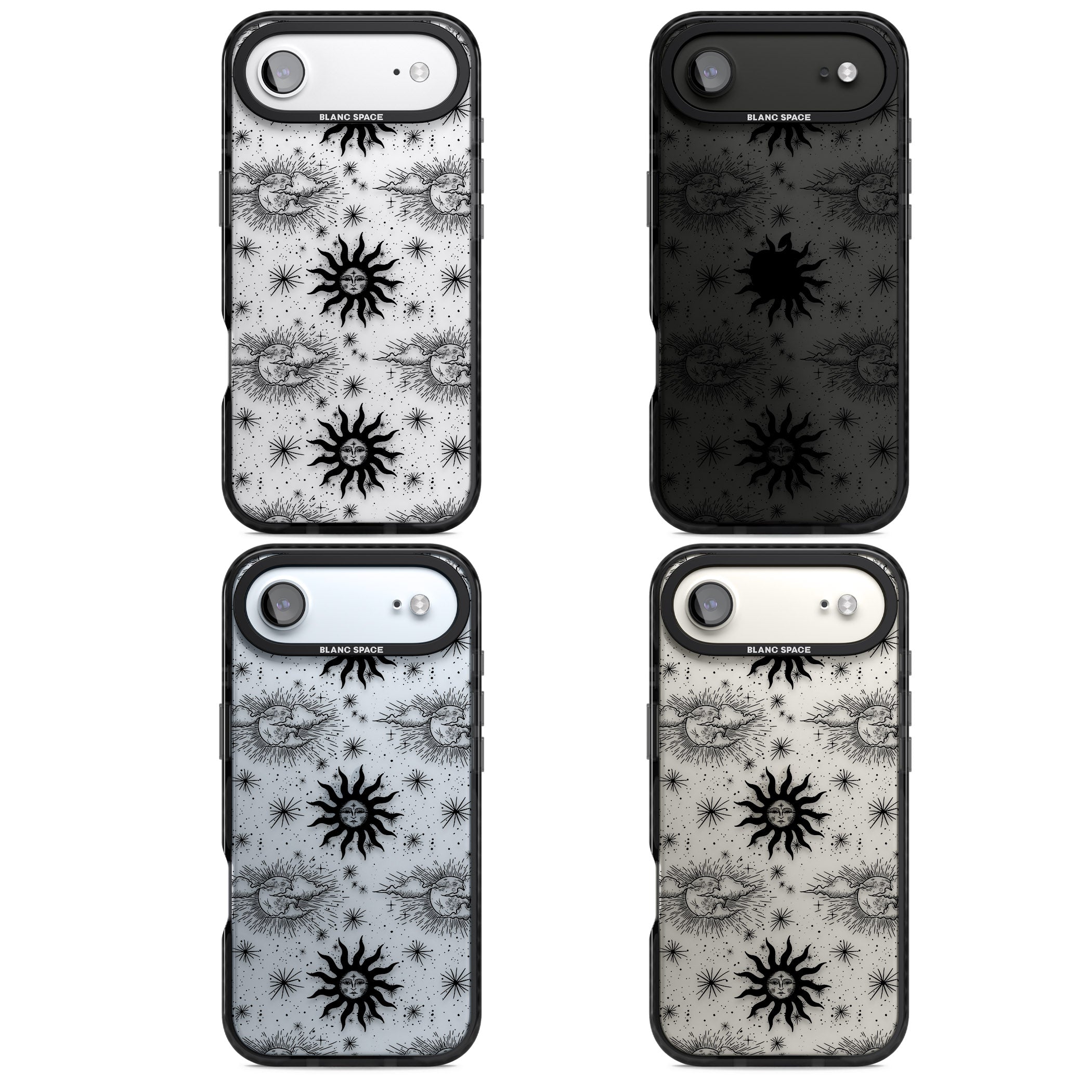 Vintage Sun & Moon iPhone 17 Air Impact Black Phone Case APT Impact Protection