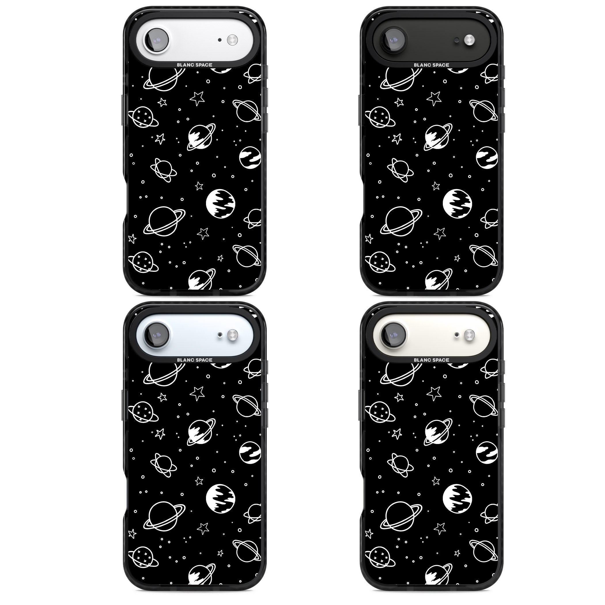 Cosmic Sketch White Black iPhone 17 Air Impact Black Phone Case APT Impact Protection