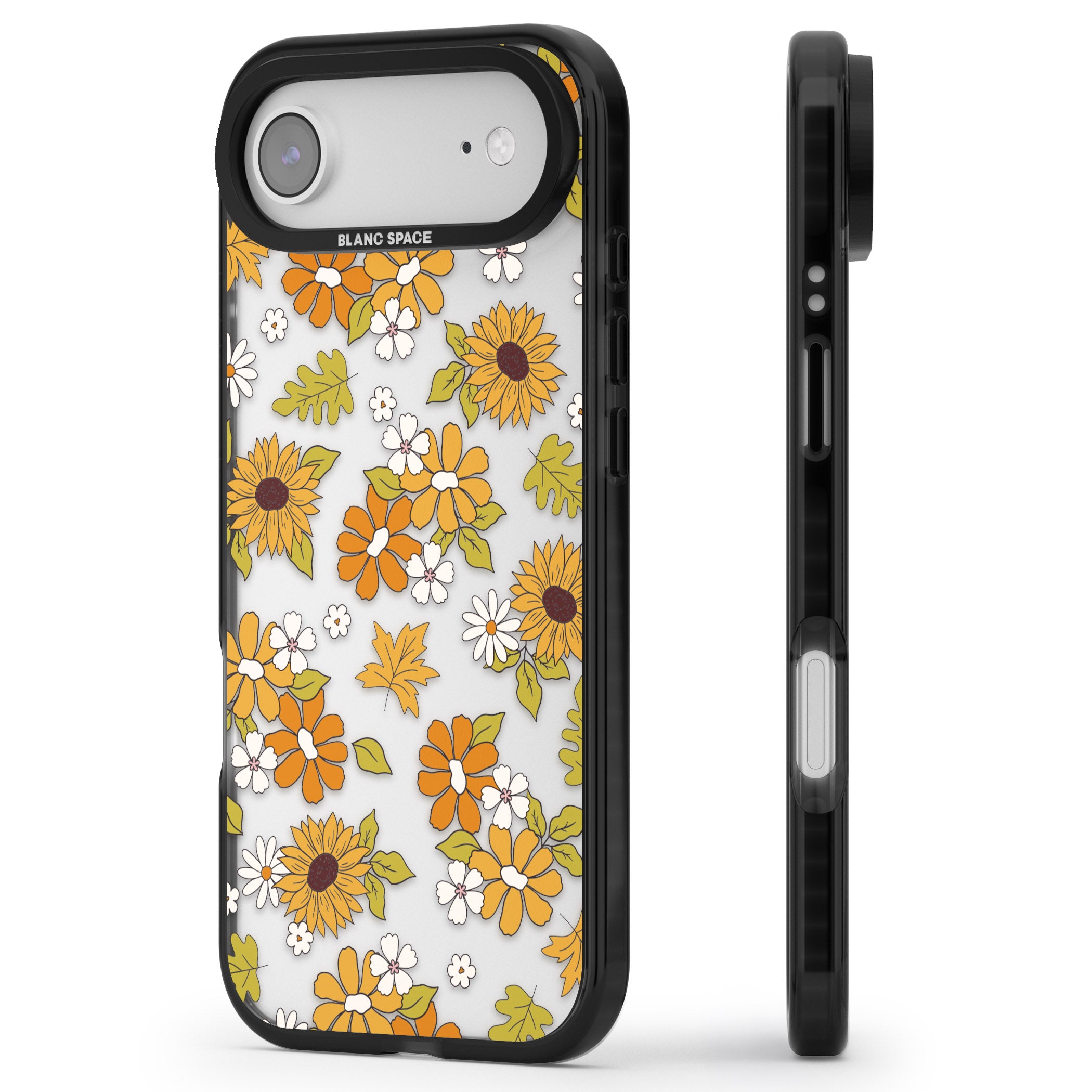 Boho Sunflowers iPhone 17 Air Impact Black Phone Case Side Profile