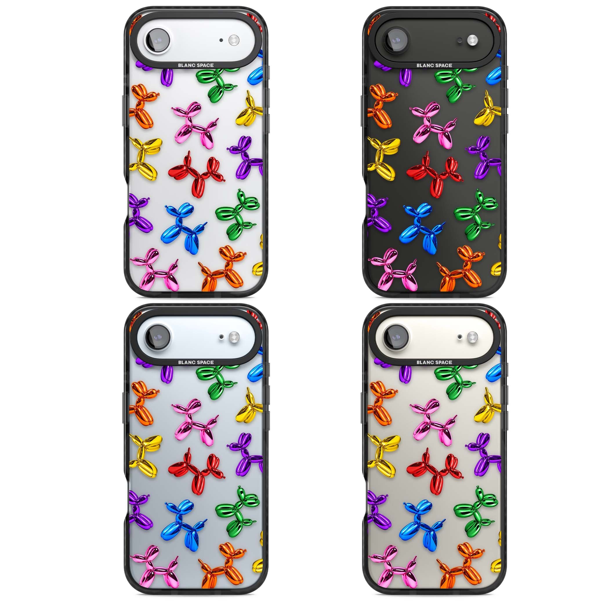 Balloon Dogs pop art iPhone case featuring rainbow chrome balloon dogs in Jeff Koons style | Clear Impact case for iPhone Air