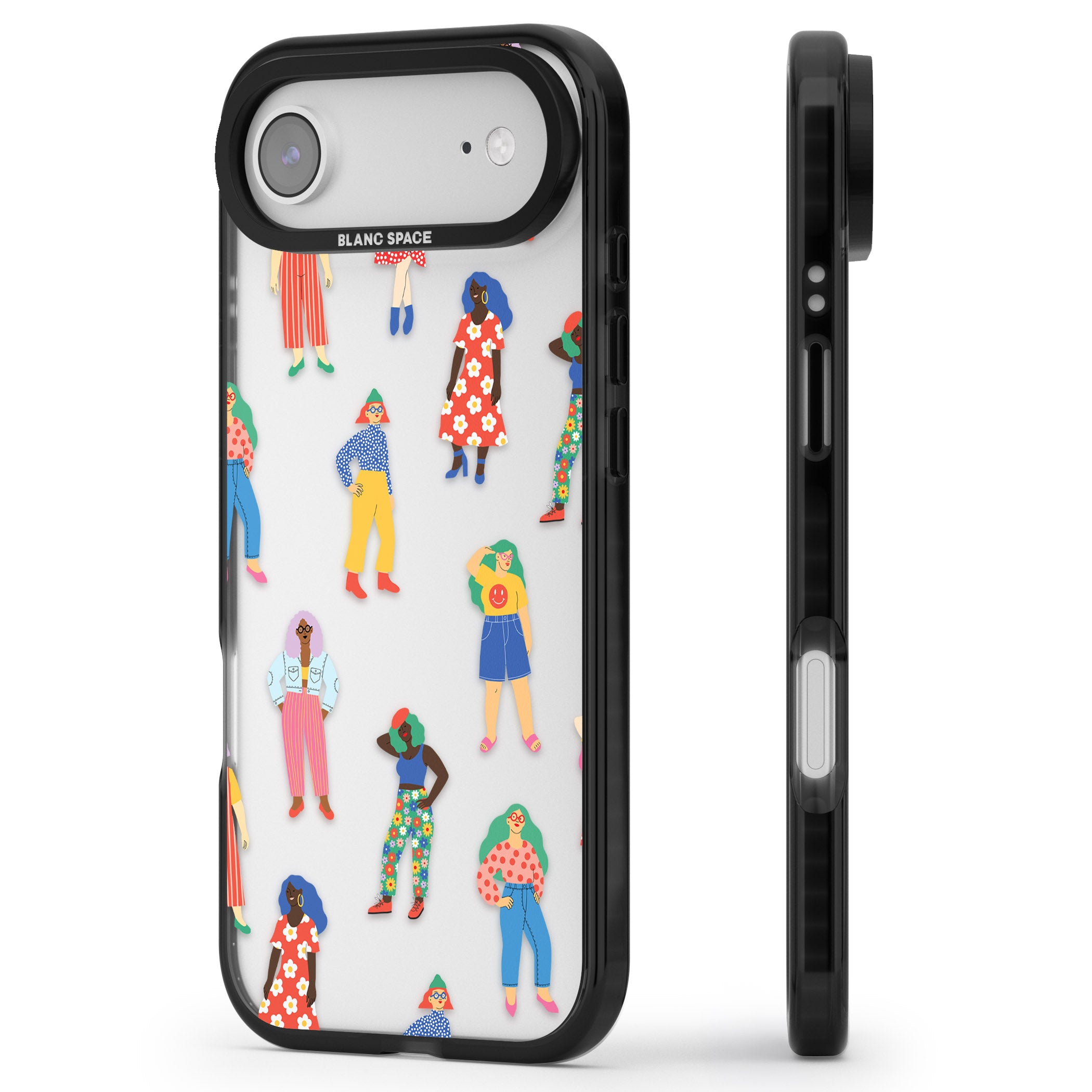 Girls Pattern iPhone 17 Air Impact Black Phone Case Side Profile