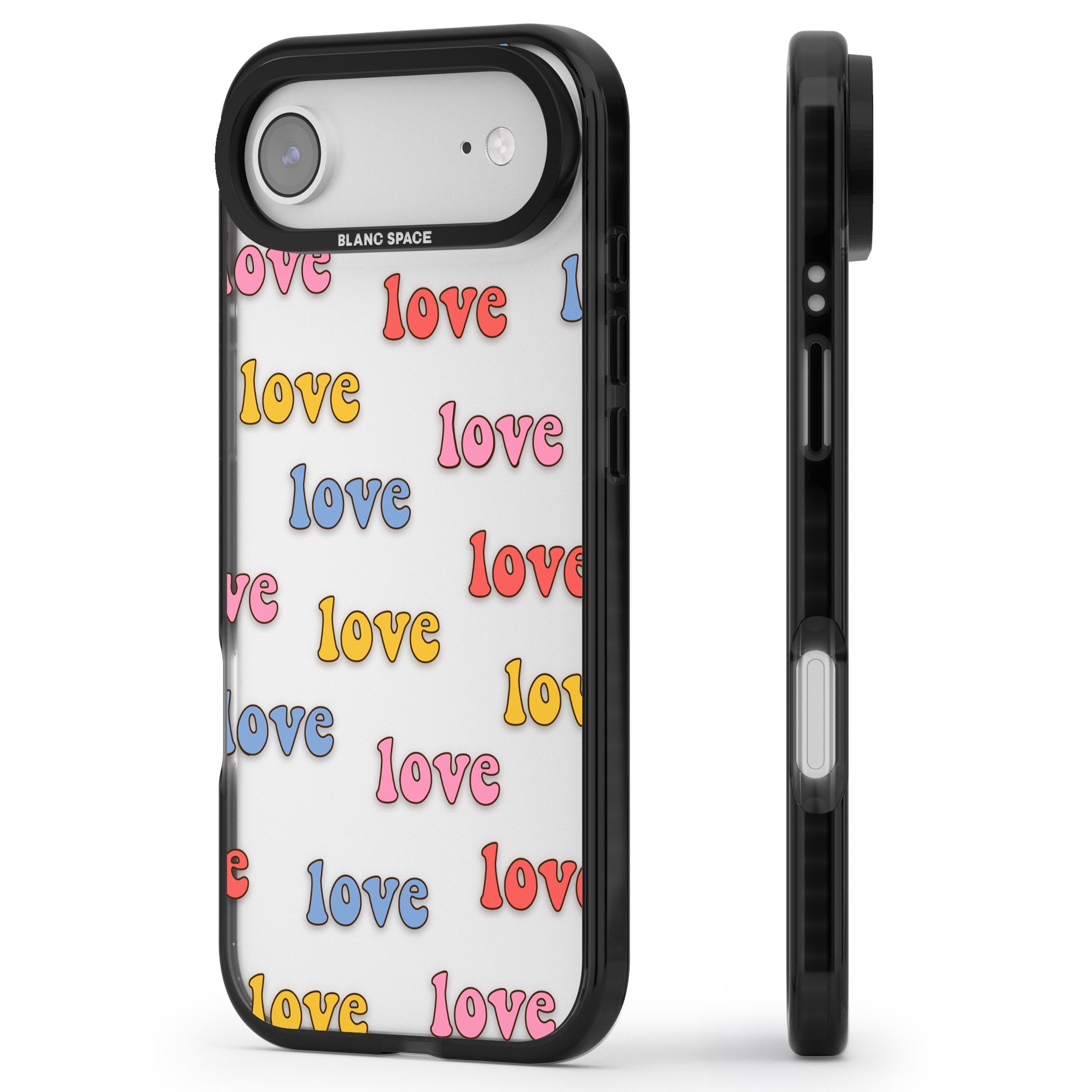 Love Pattern iPhone 17 Air Impact Black Phone Case Side Profile