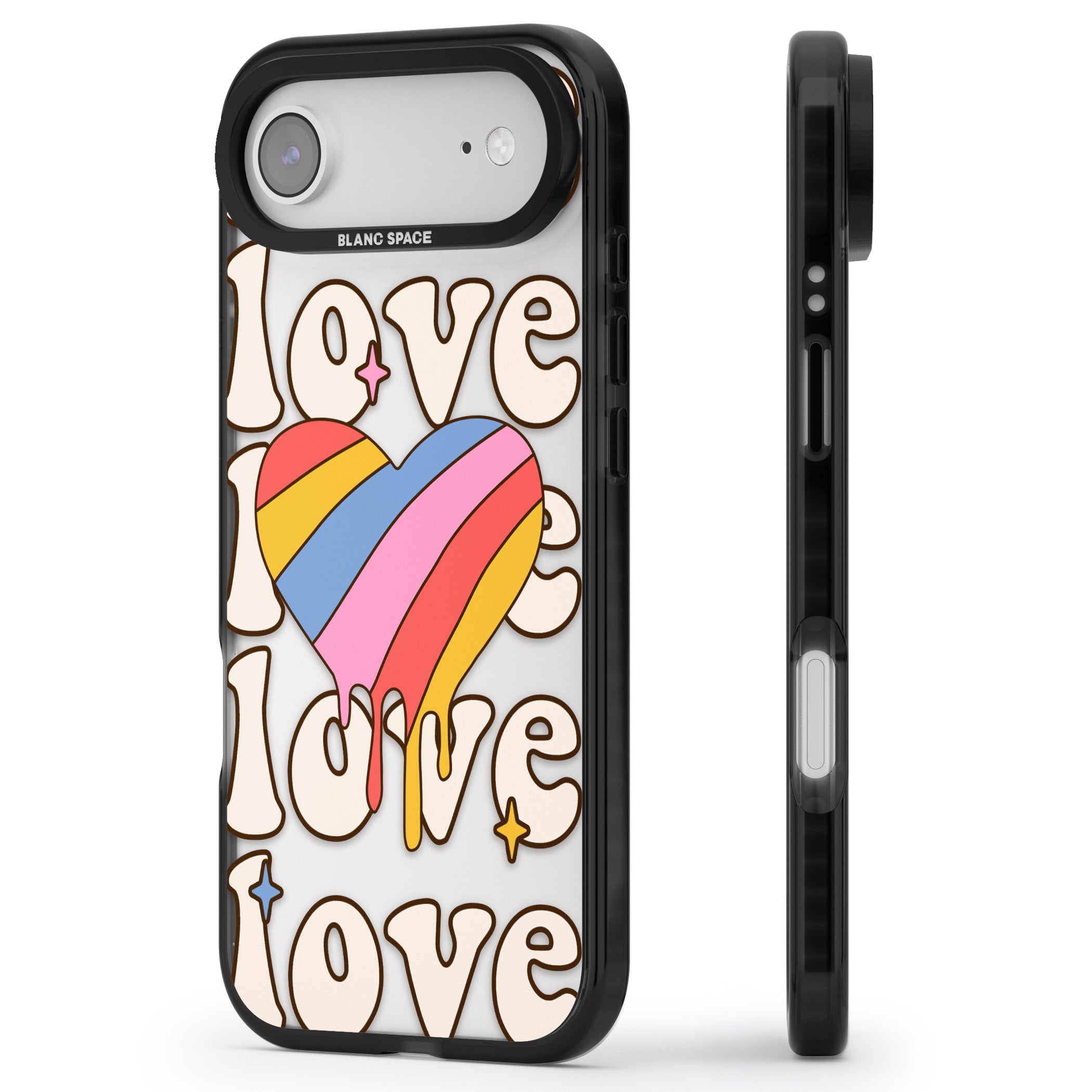 Groovy Love iPhone 17 Air Impact Black Phone Case Side Profile
