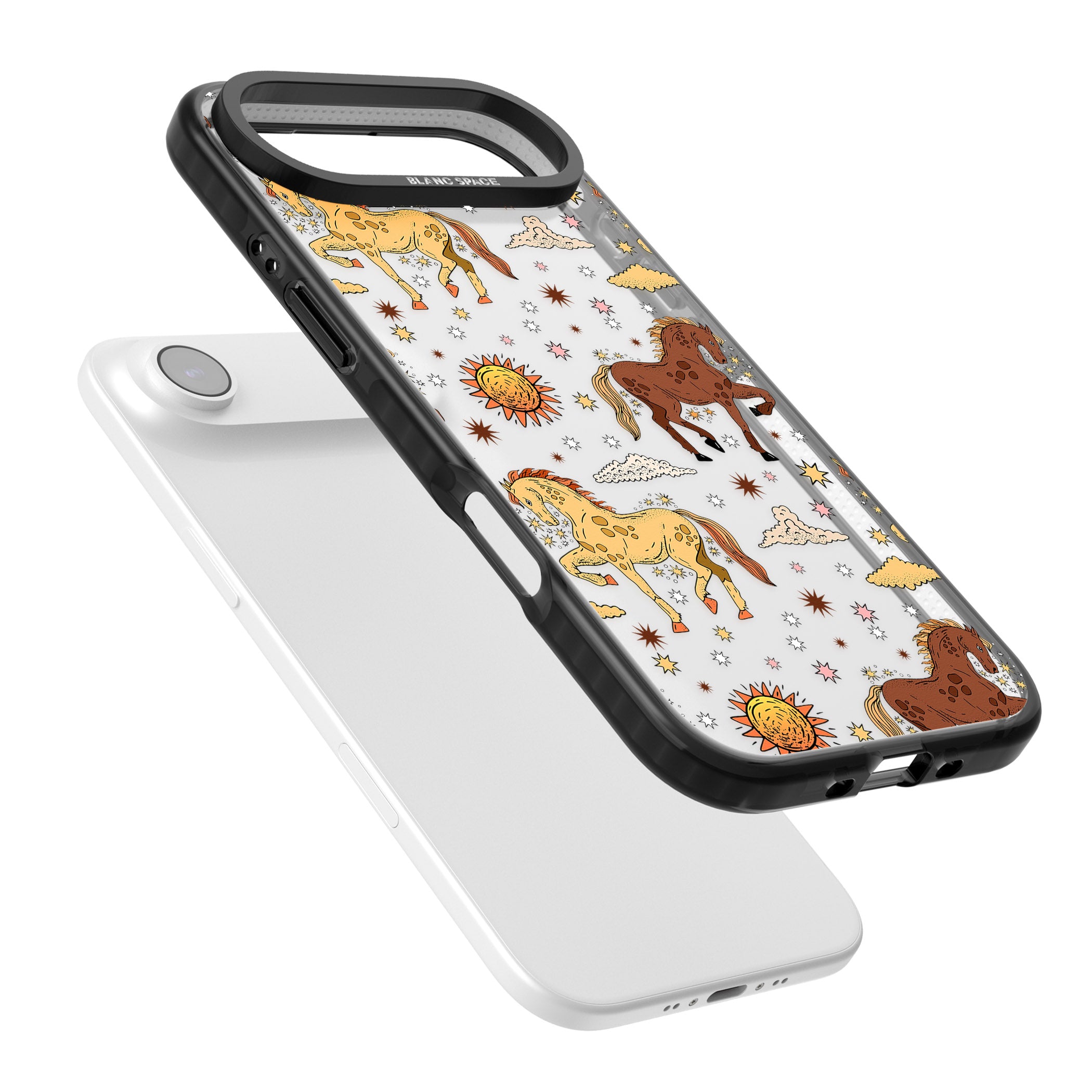 Boho Celestial Wild Horses iPhone 17 Air Impact Black Phone Case Colours