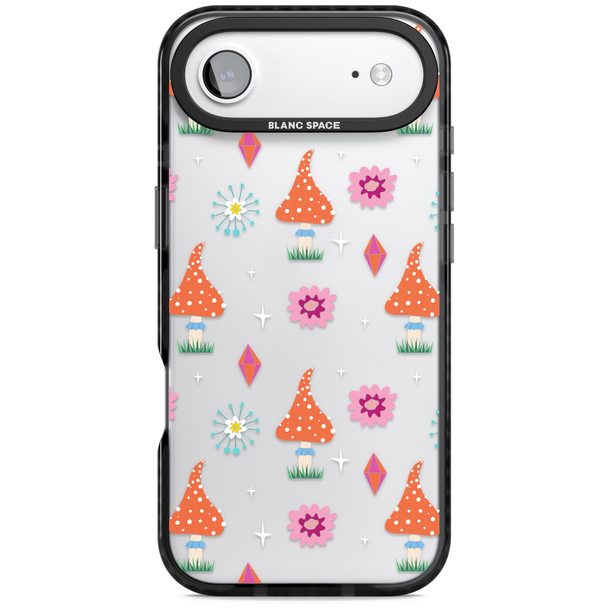 Boho Celestial Mushroom Crystal iPhone 17 Air Impact Black Phone Case