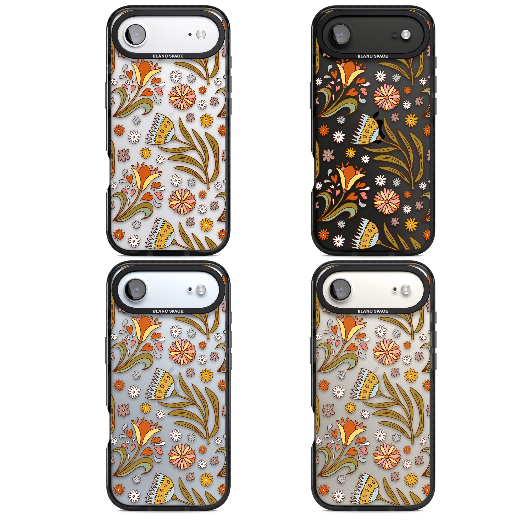 Boho Celestial Wildflower iPhone 17 Air Impact Black Phone Case APT Impact Protection