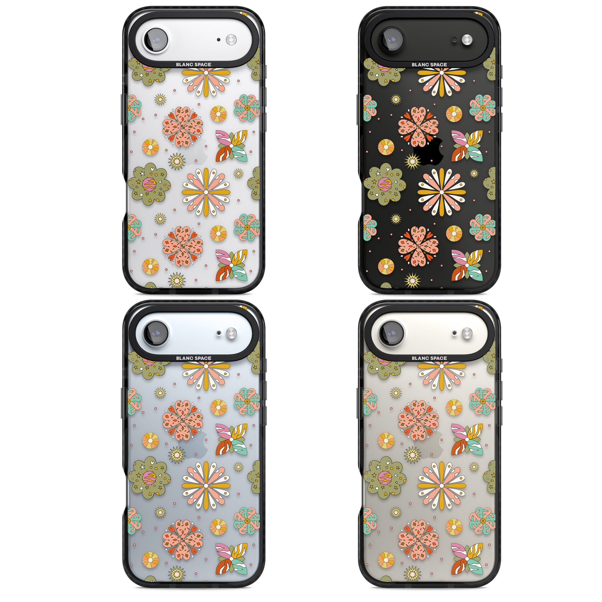Boho Celestial Psychedelic Floral iPhone 17 Air Impact Black Phone Case APT Impact Protection