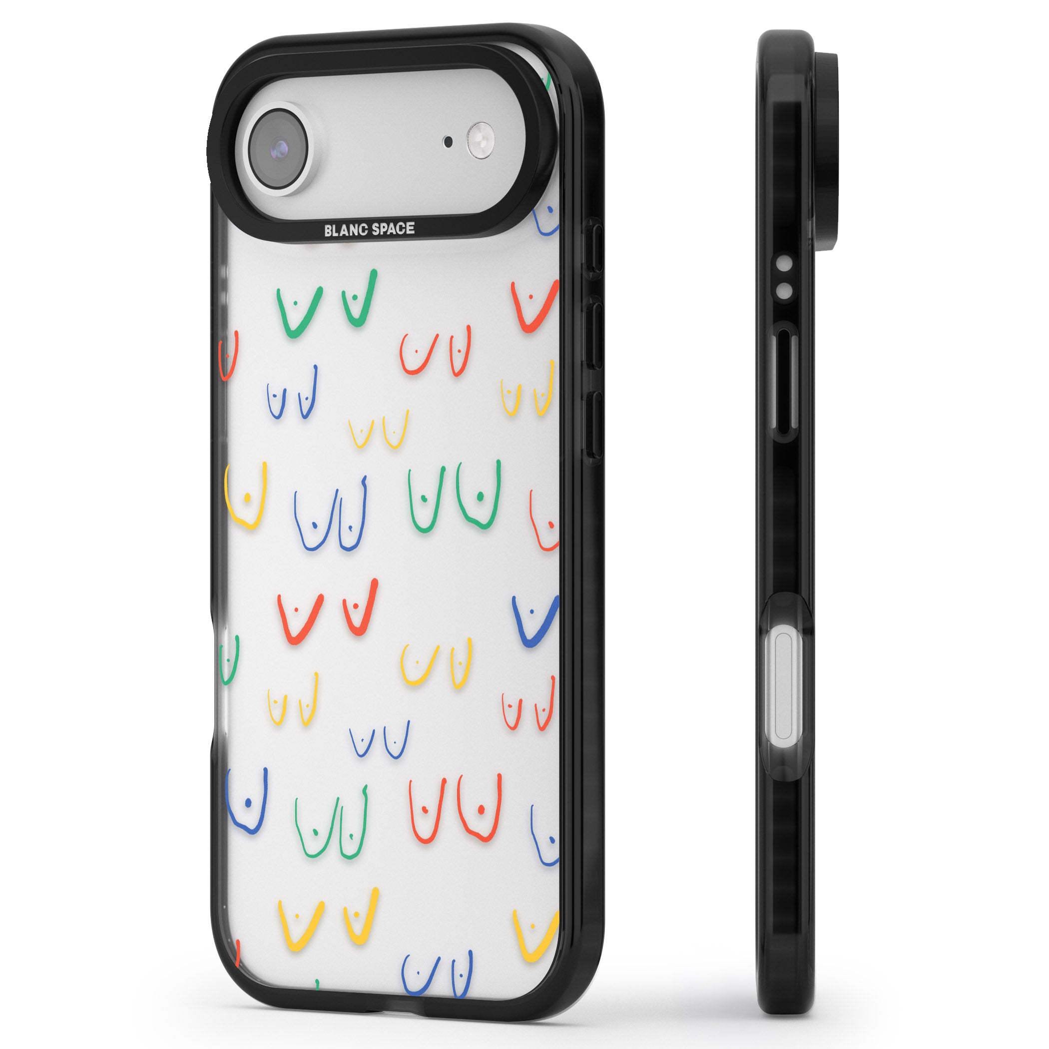 Boob Pattern (Mixed Colours) iPhone 17 Air Impact Black Phone Case Side Profile