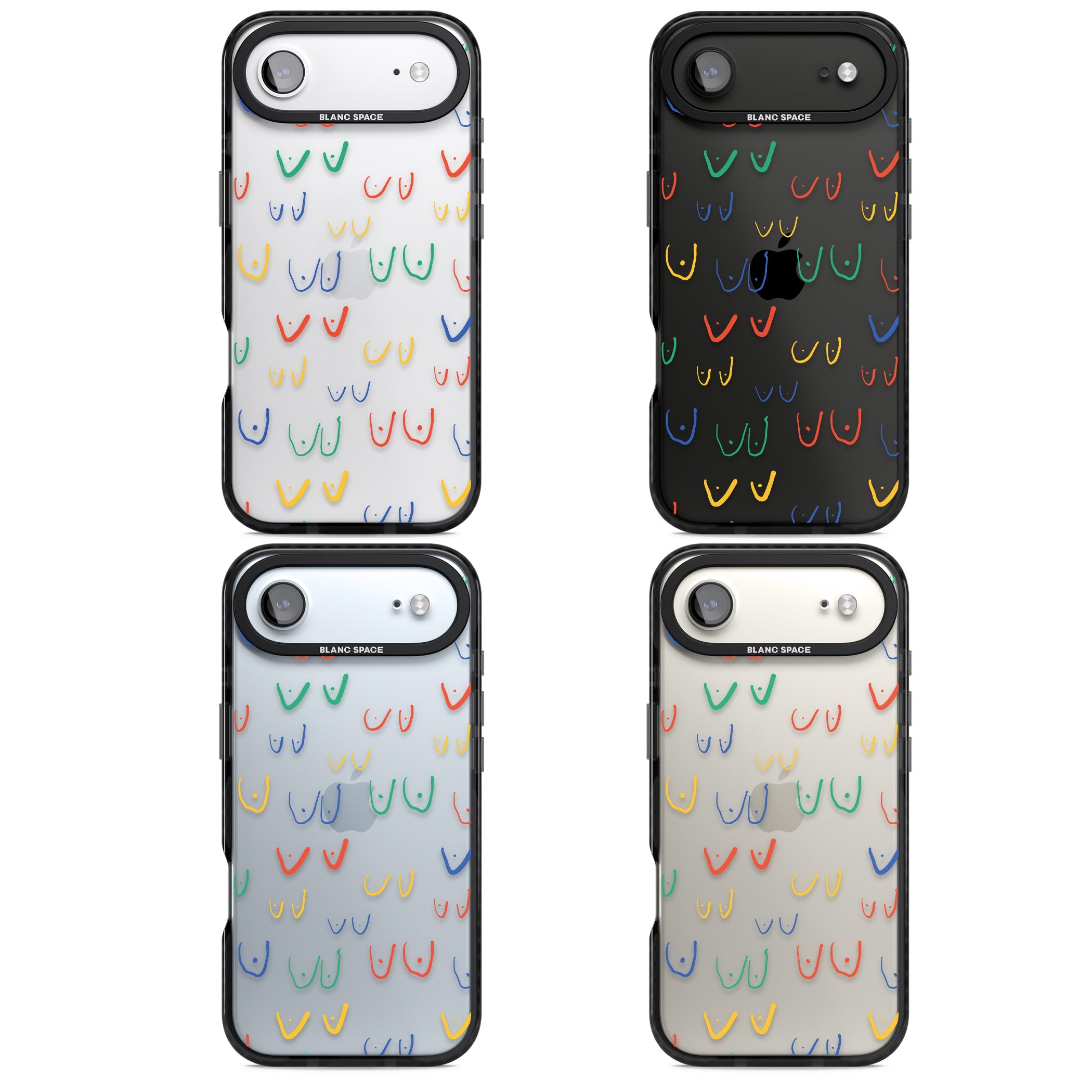 Boob Pattern (Mixed Colours) iPhone 17 Air Impact Black Phone Case APT Impact Protection